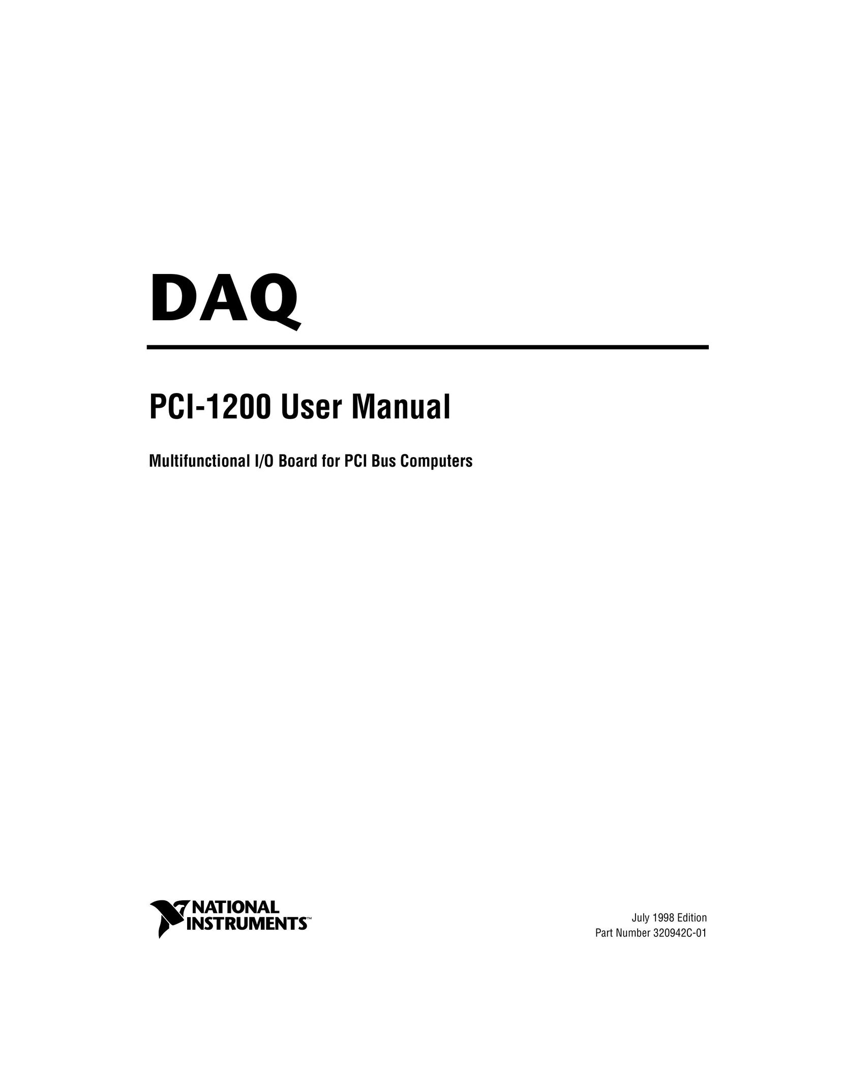 National Instruments PCI-1200 Computer Hardware User Manual