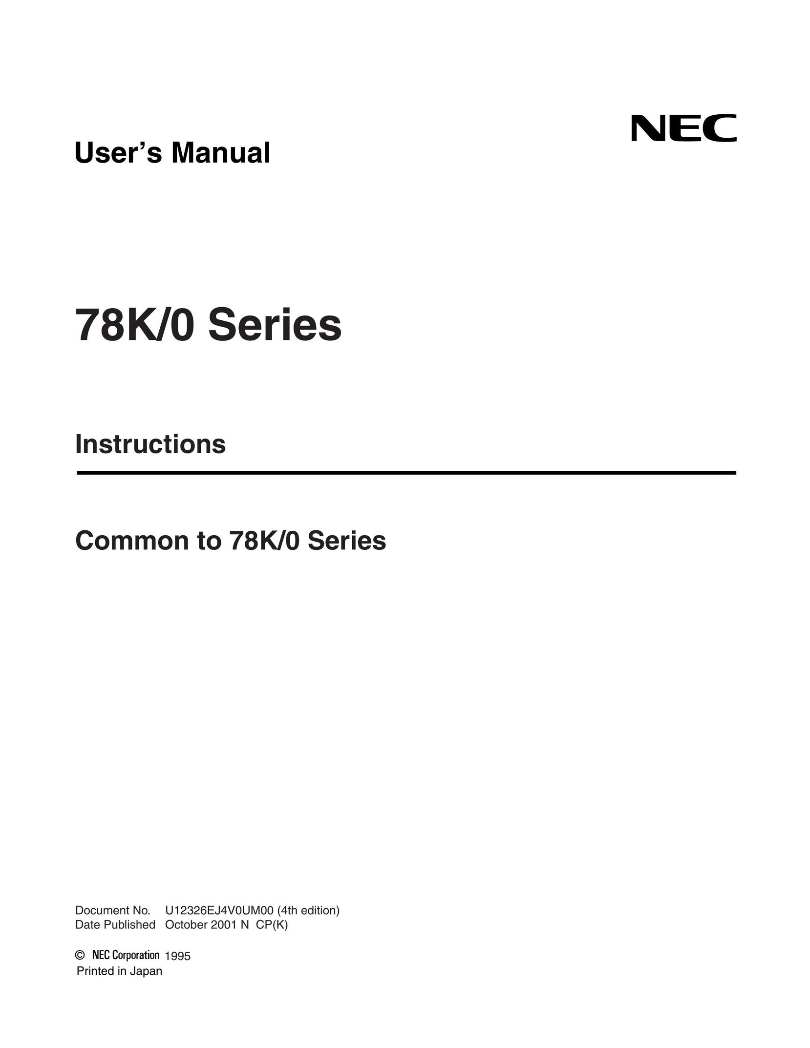 NEC 78K/0 Series Computer Hardware User Manual