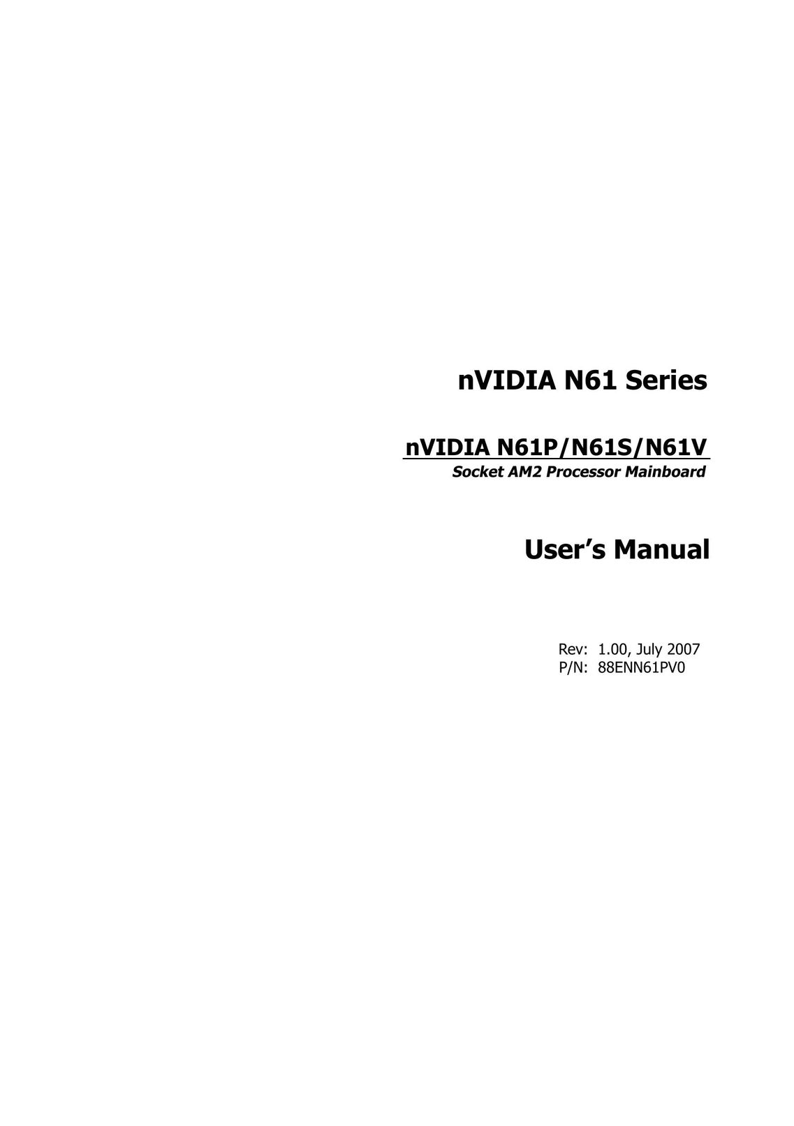 Nvidia N61V Computer Hardware User Manual