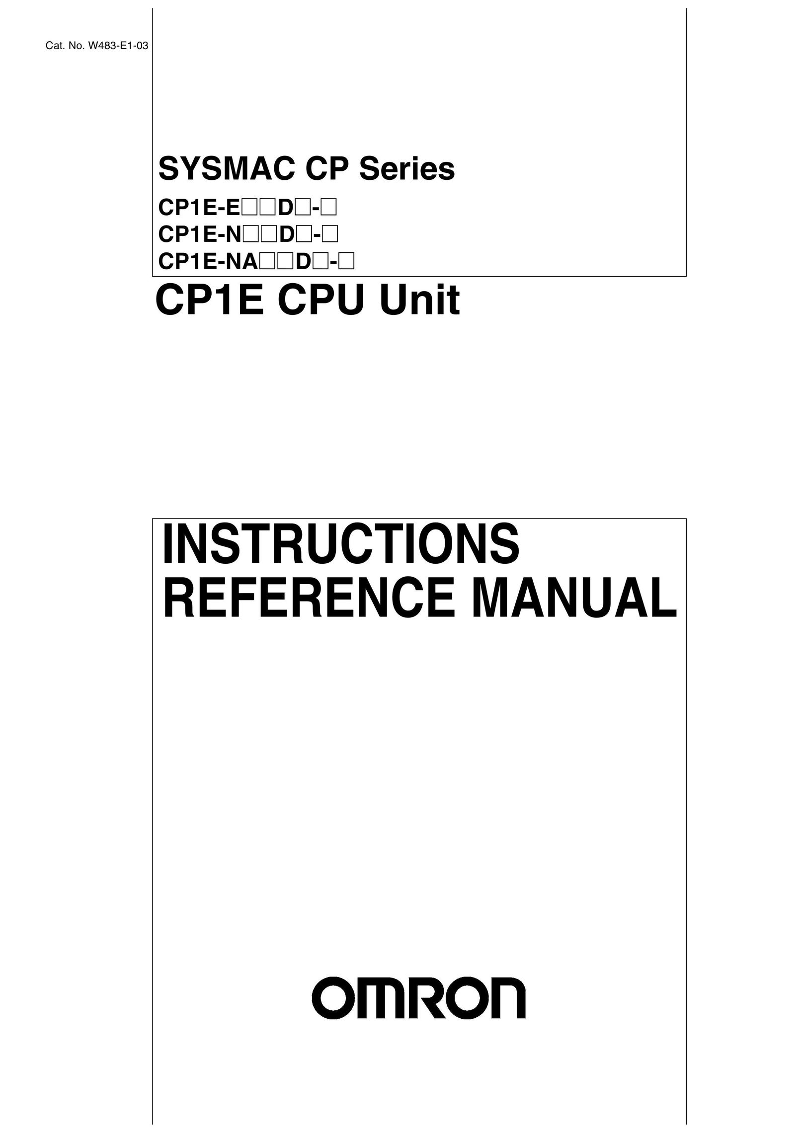 Omron CP1E-NA@@D@-@ Computer Hardware User Manual