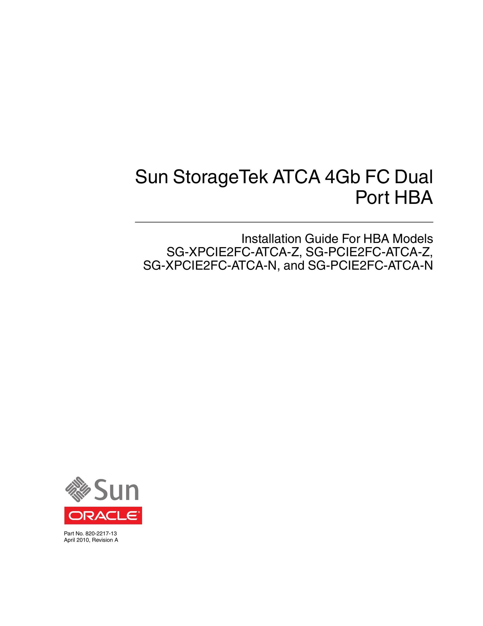 Oracle Audio Technologies SG-XPCIE2FC-ATCA-Z Computer Hardware User Manual