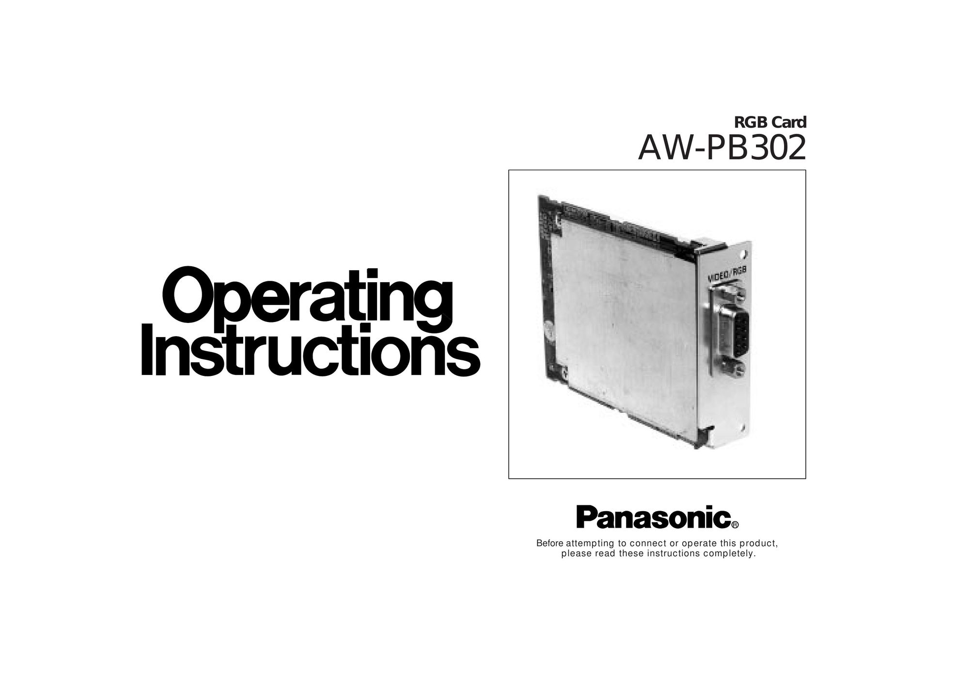 Panasonic AW-PB302 Computer Hardware User Manual