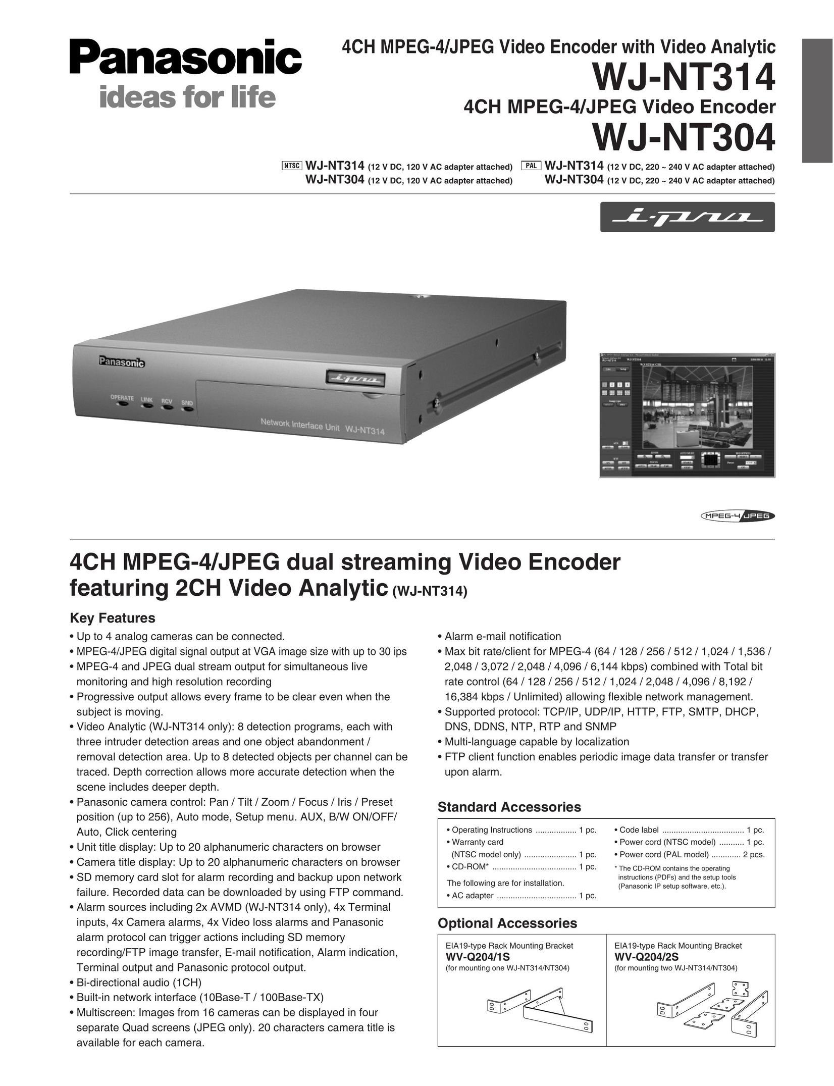 Panasonic WJ-NT304 Computer Hardware User Manual