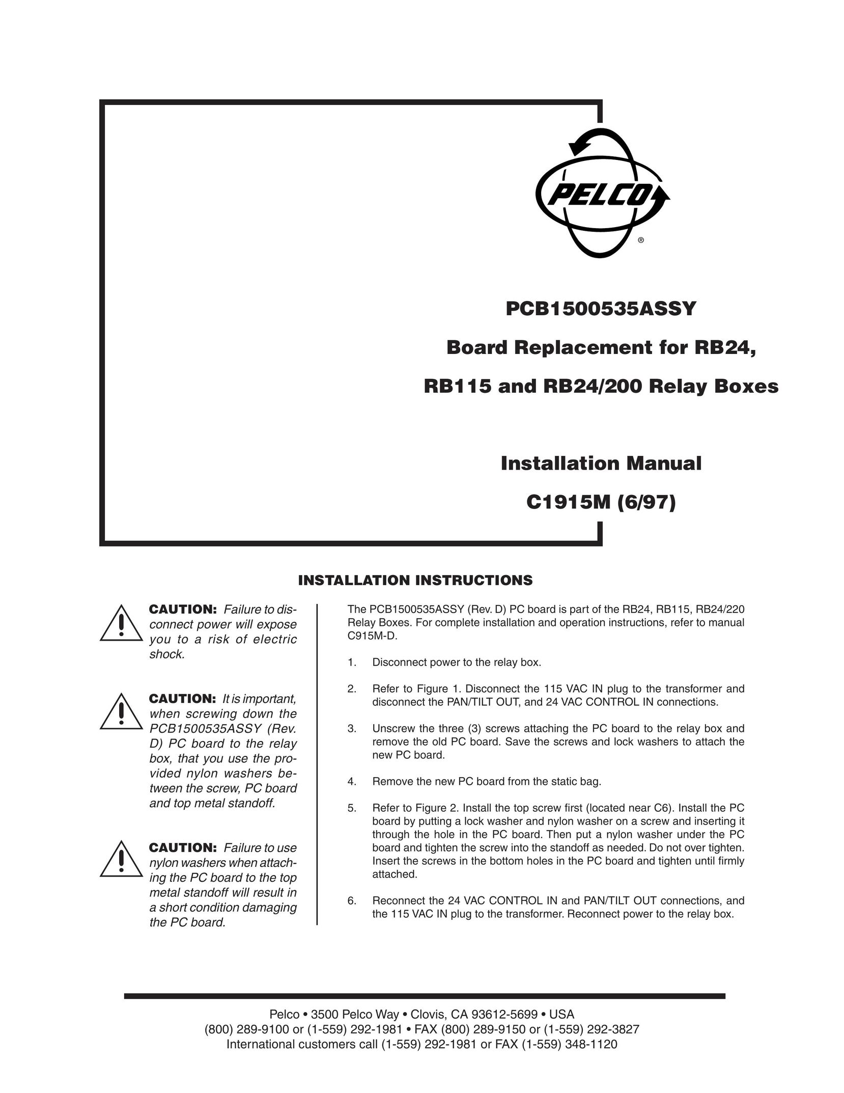 Pelco RB115 Computer Hardware User Manual