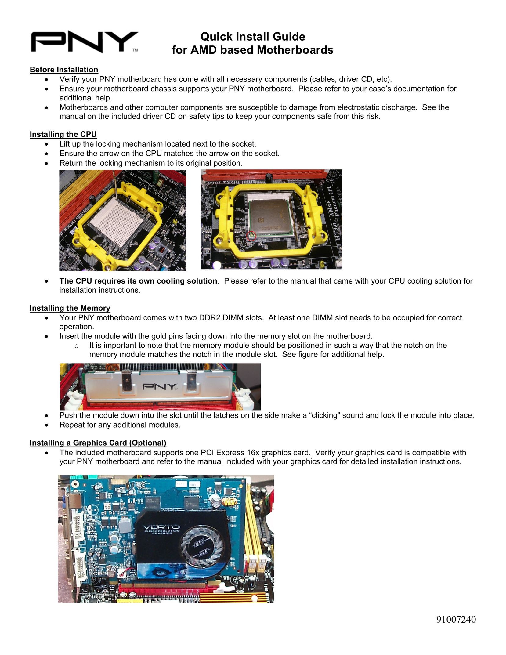 PNY 91007240 Computer Hardware User Manual