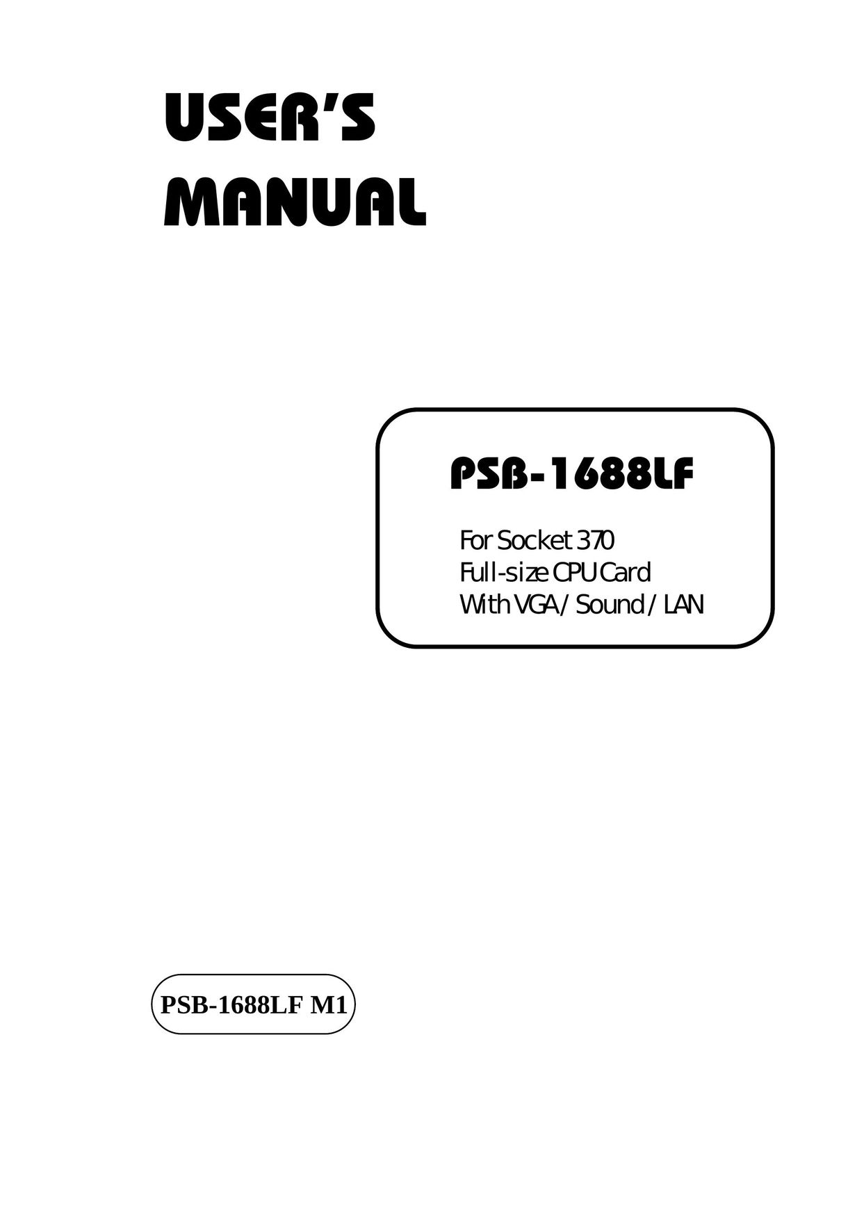 PSB Speakers PSB-1688LF Computer Hardware User Manual