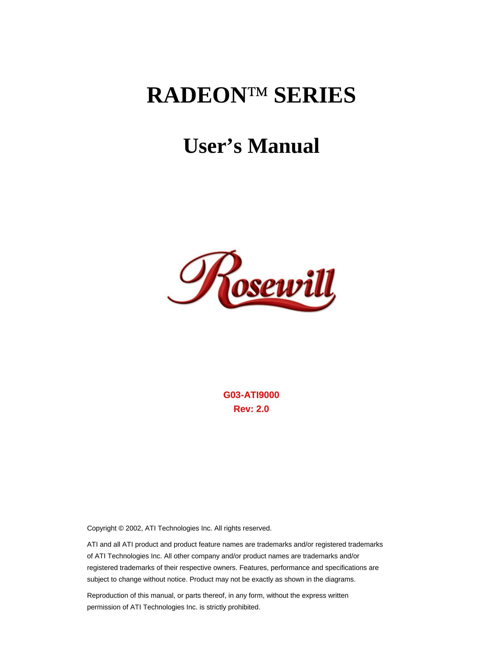 Rosewill G03-ATI9000 Computer Hardware User Manual