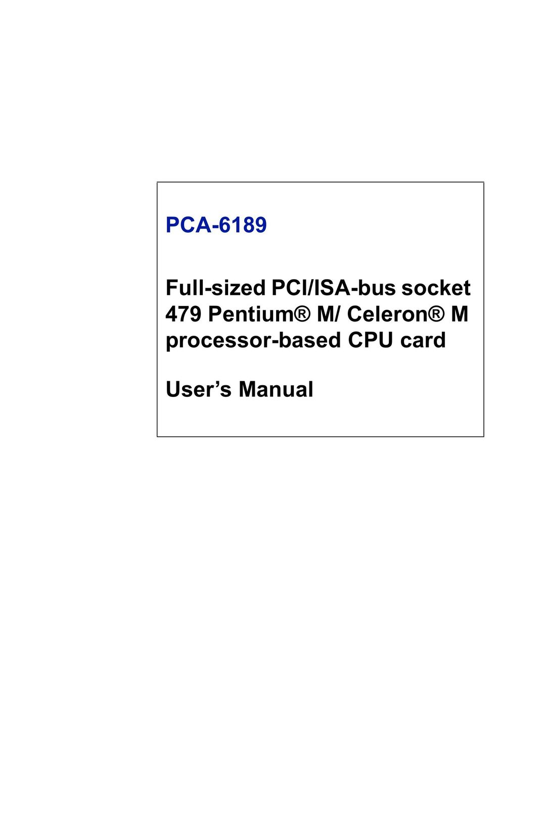 Samsung PCA-6189 Computer Hardware User Manual