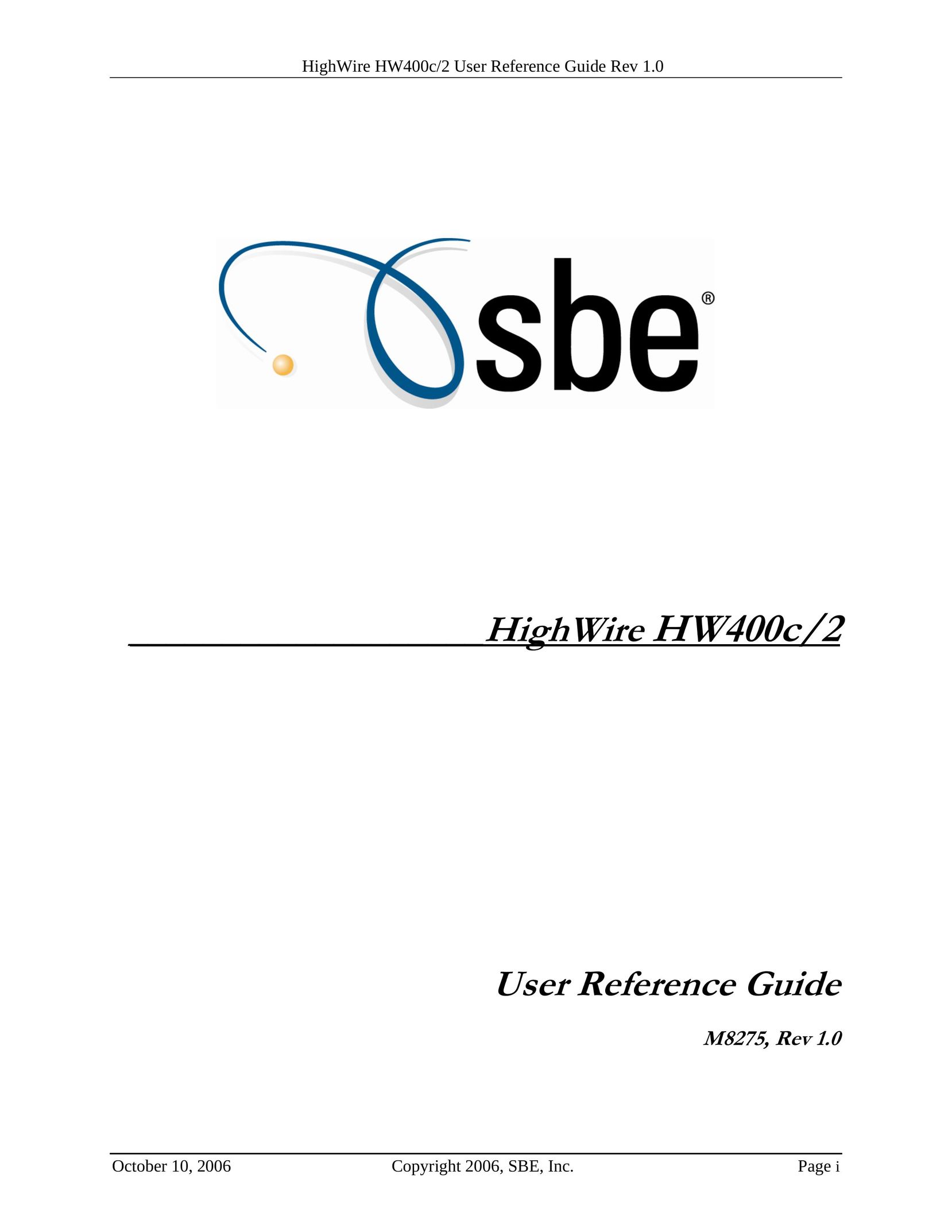 SBE HW400c/2 Computer Hardware User Manual