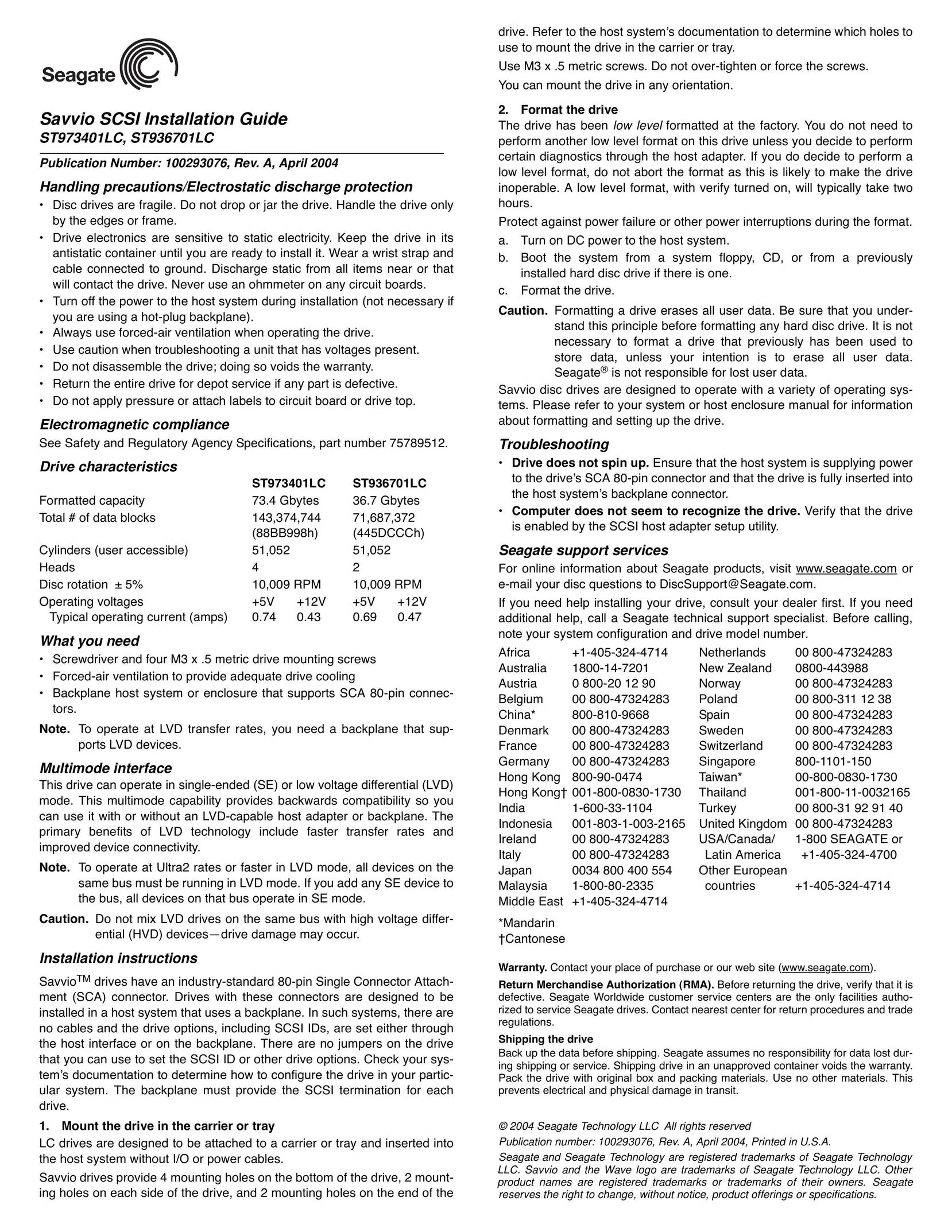 Seagate ST936701LC Computer Hardware User Manual