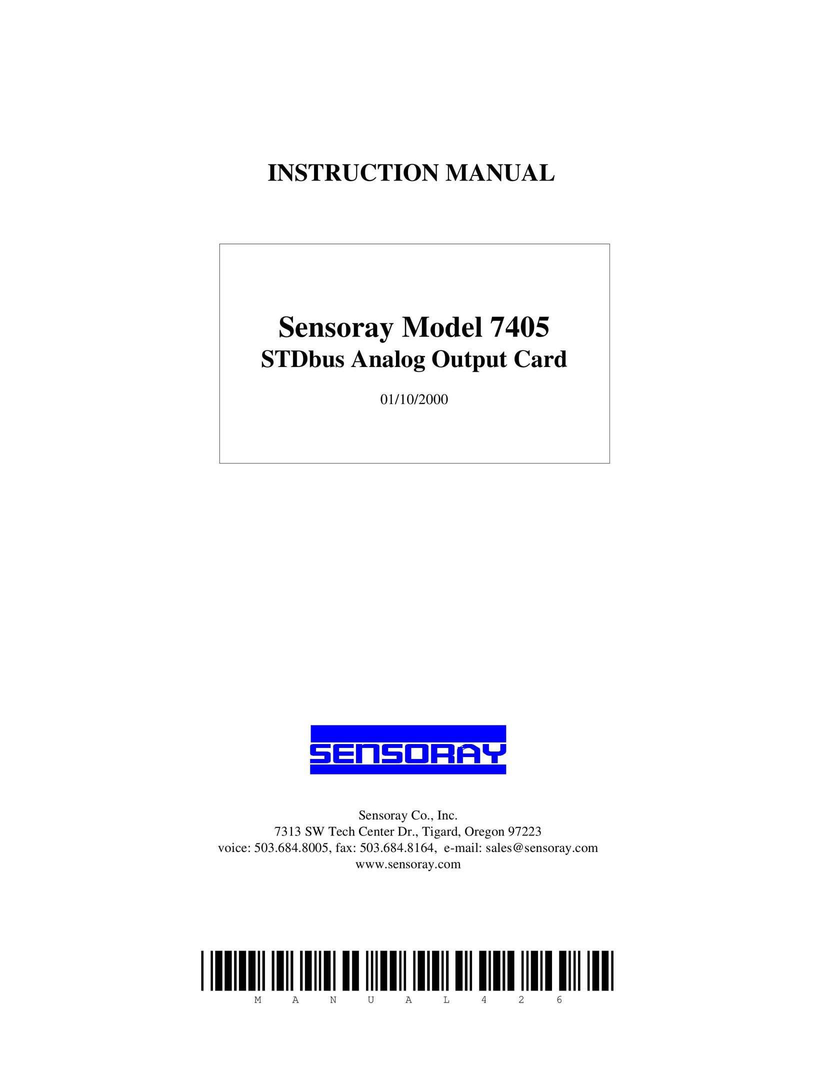 Sensory Science 7405 Computer Hardware User Manual