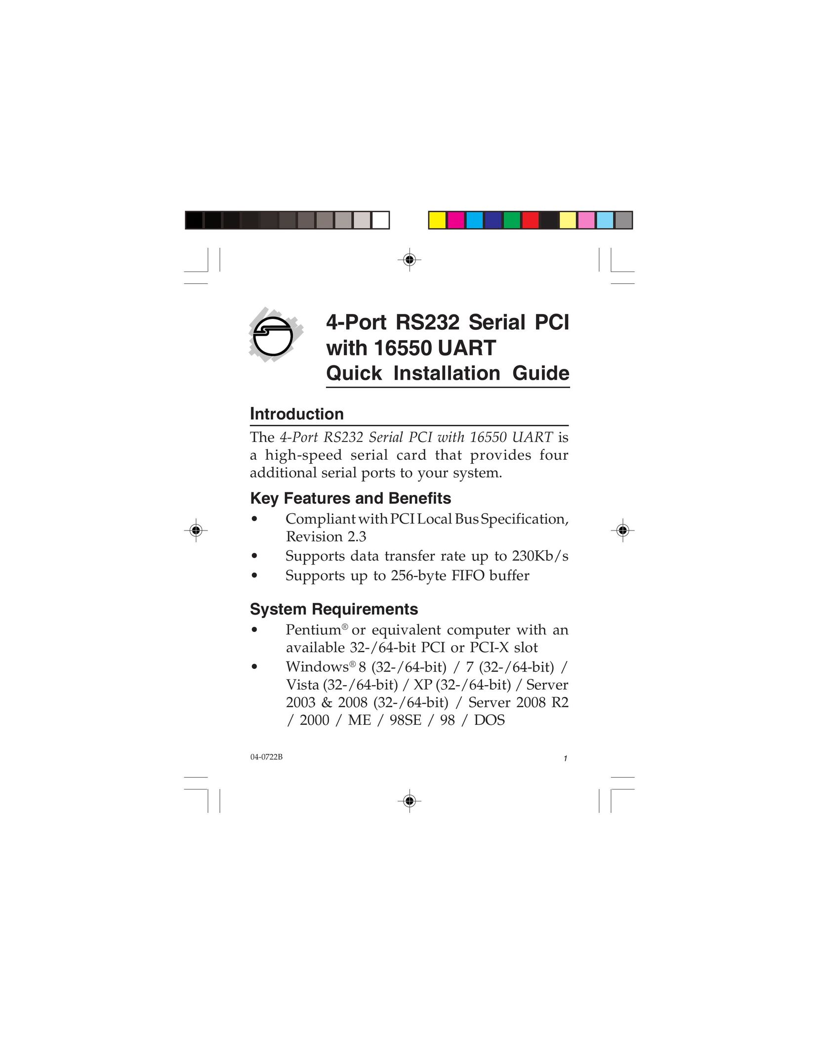 SIIG 16550 Computer Hardware User Manual