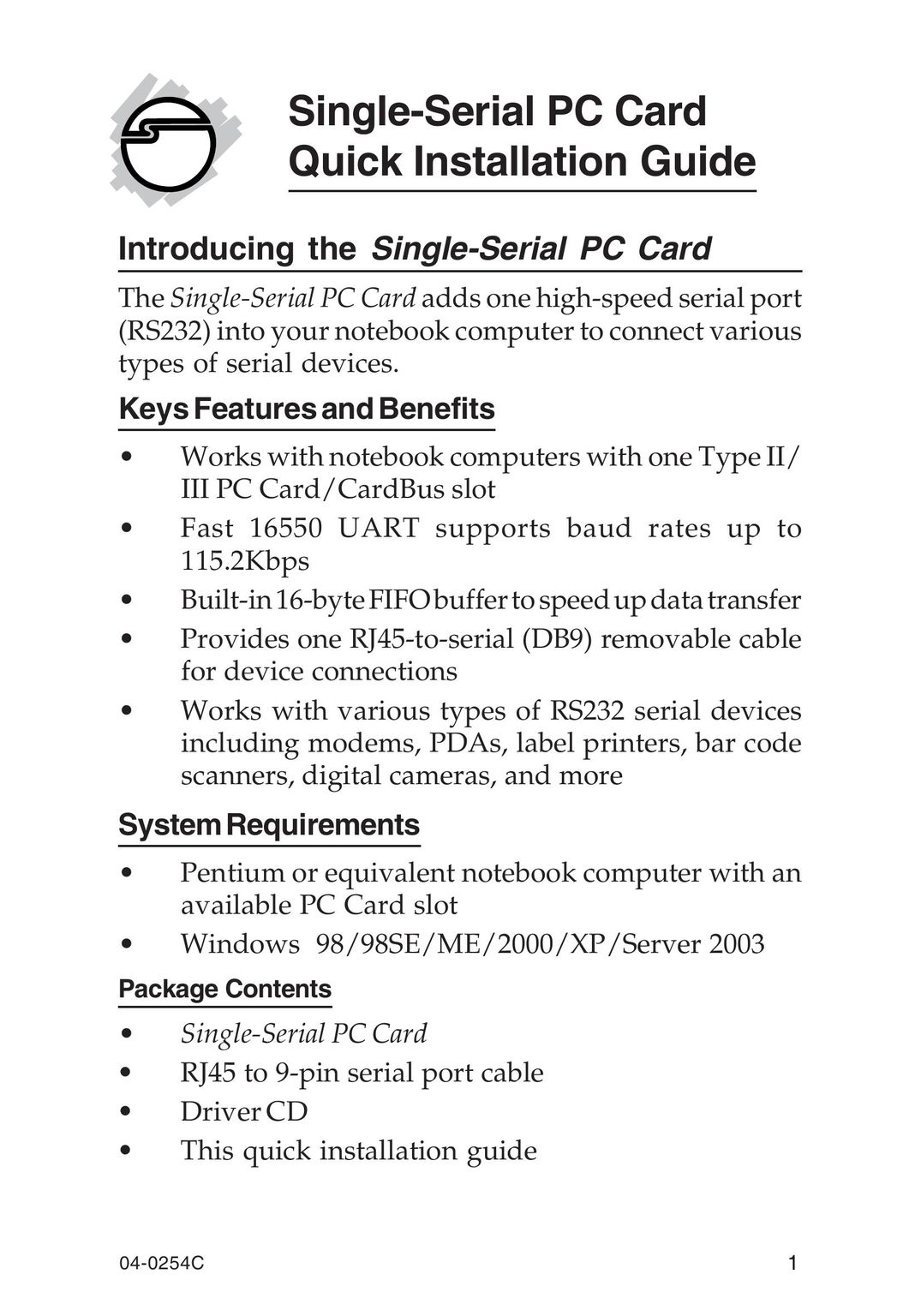 SIIG 4110 Computer Hardware User Manual
