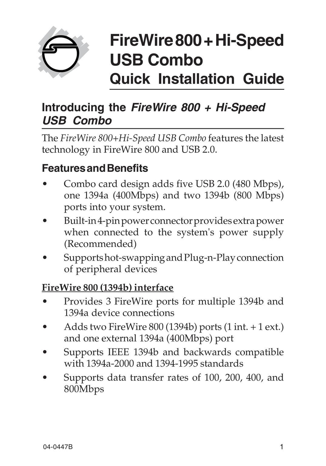 SIIG 701P48438 Computer Hardware User Manual