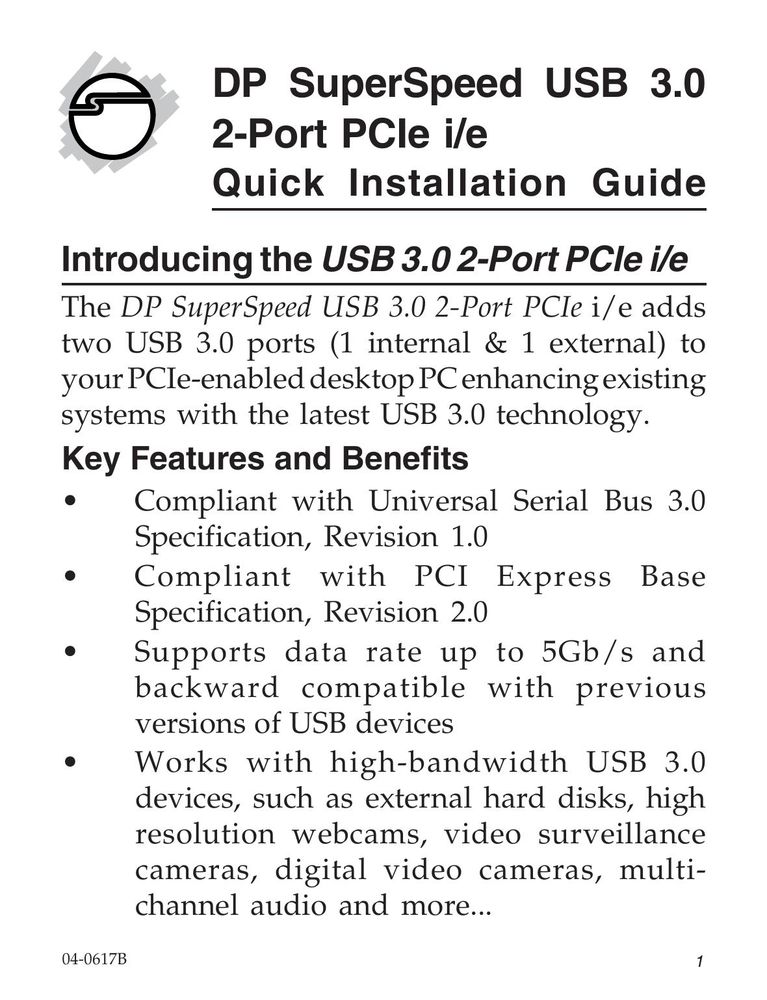 SIIG EX2101 Computer Hardware User Manual