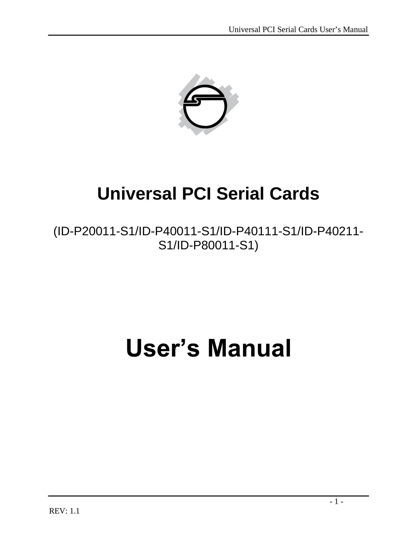 SIIG ID-P20011-S1 Computer Hardware User Manual