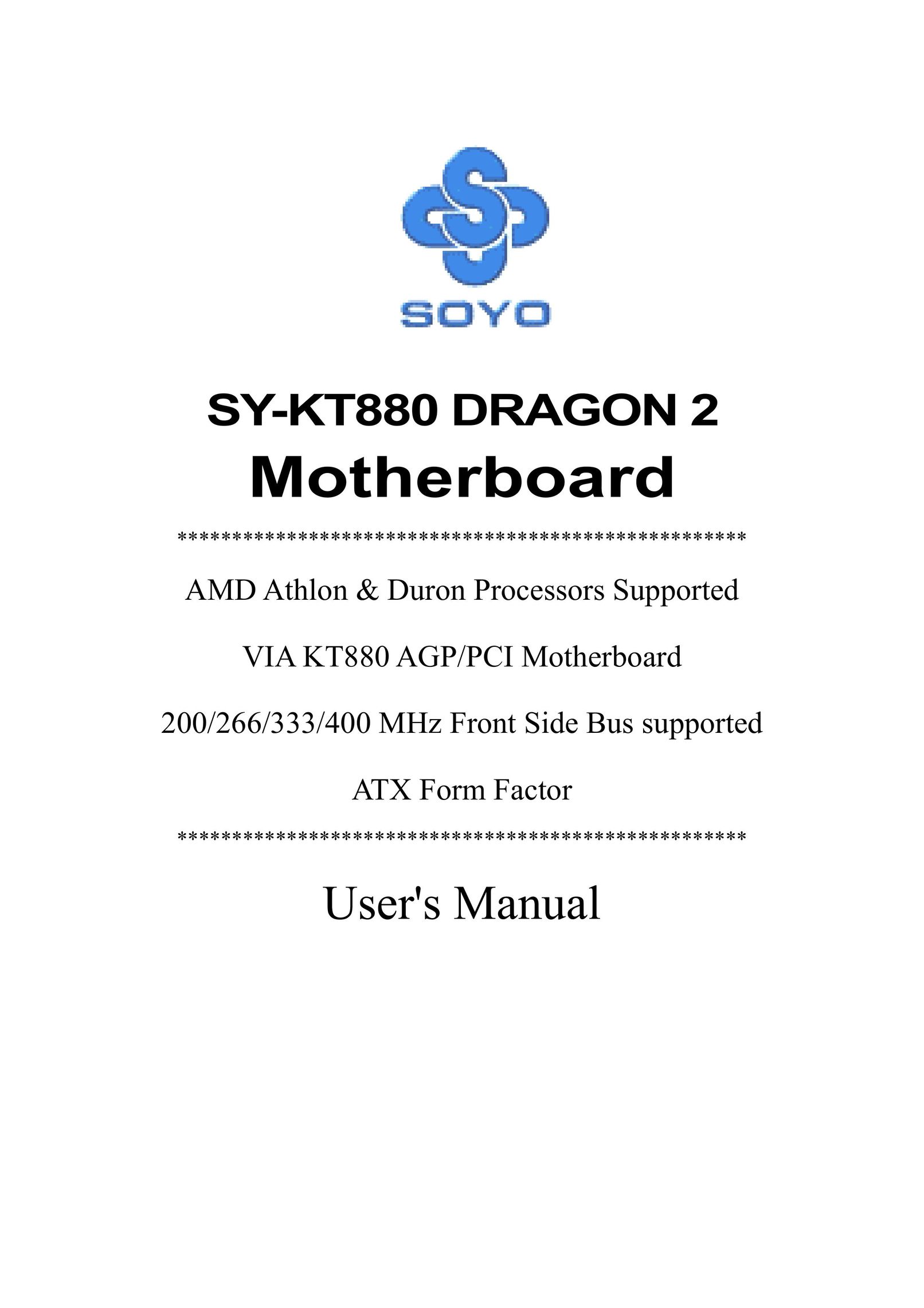 SOYO SOYOTM SY-KT880DRAGON2 Computer Hardware User Manual