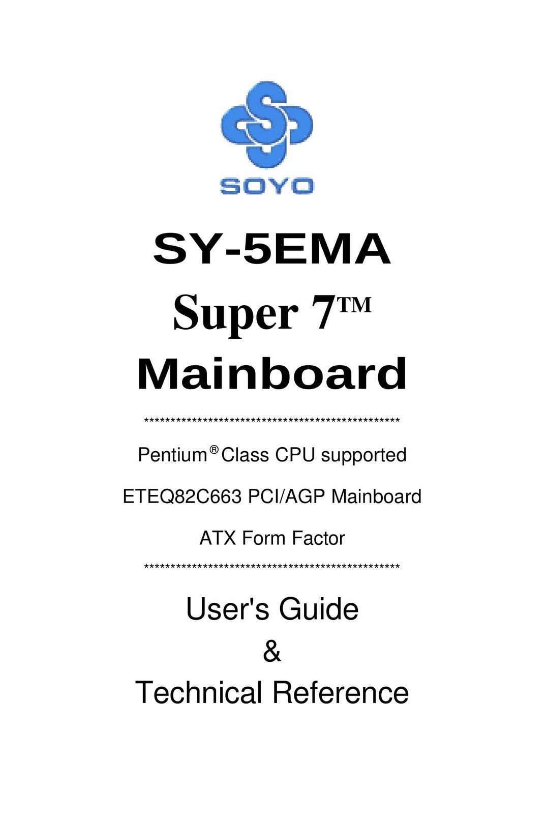 SOYO SY-5EMA Computer Hardware User Manual