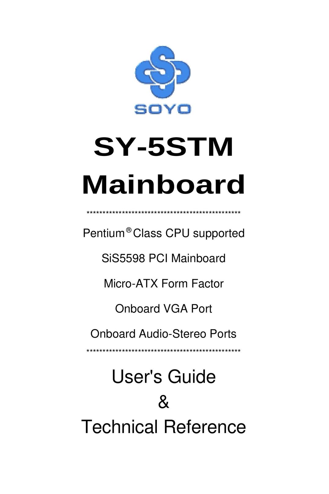 SOYO SY-5S Computer Hardware User Manual