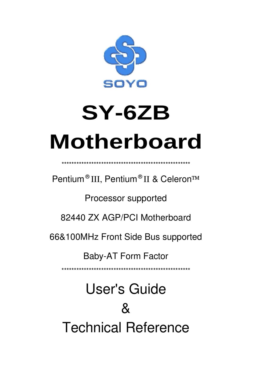 SOYO SY-6ZB Computer Hardware User Manual