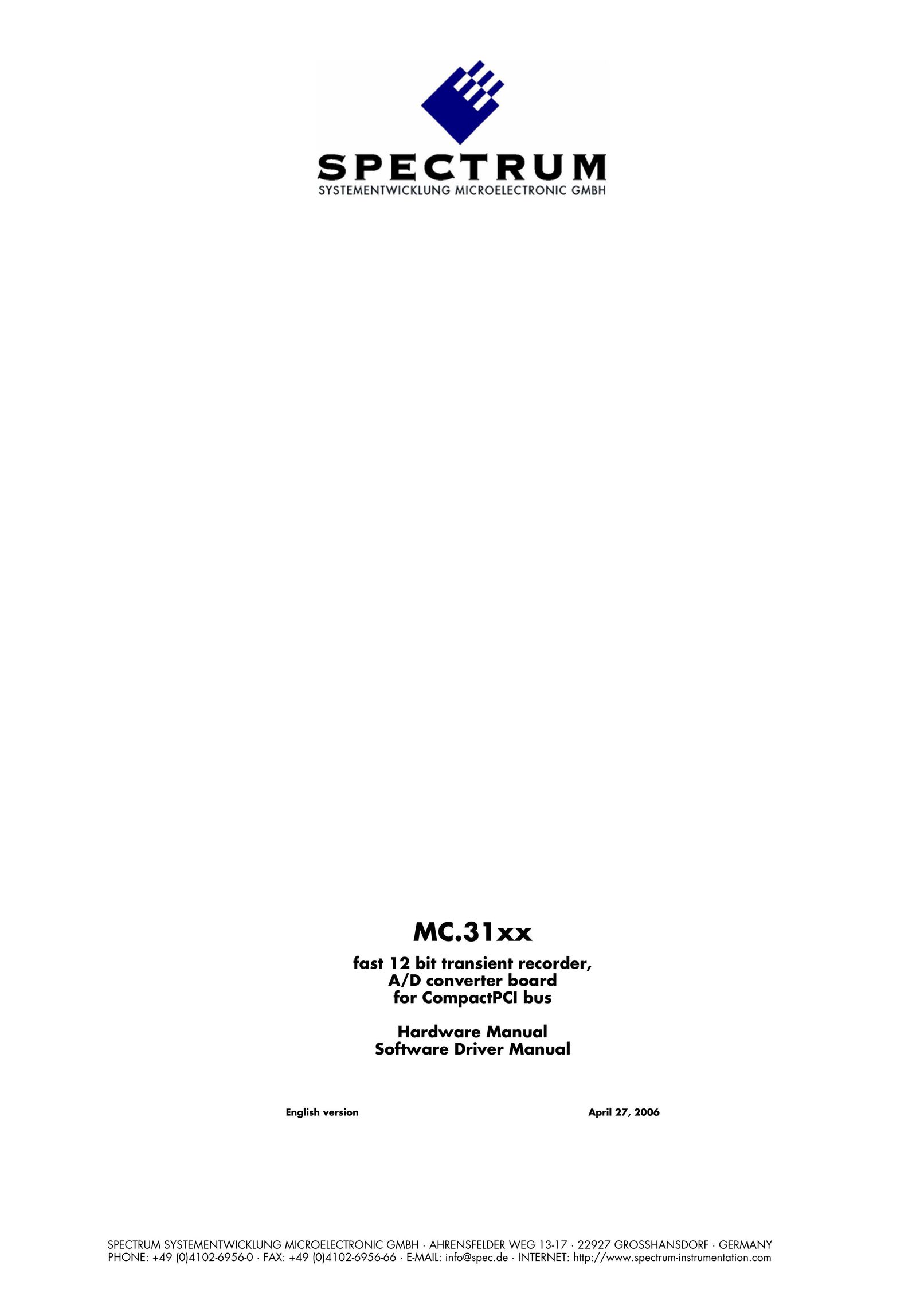 Spectrum Brands MC.31XX Computer Hardware User Manual
