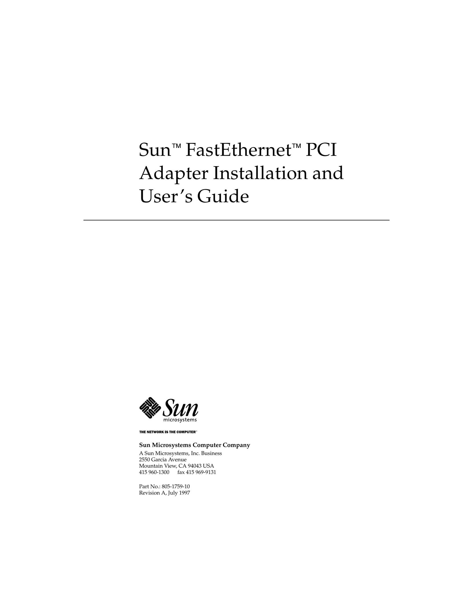 Sun Microsystems 805-1759-10 Computer Hardware User Manual
