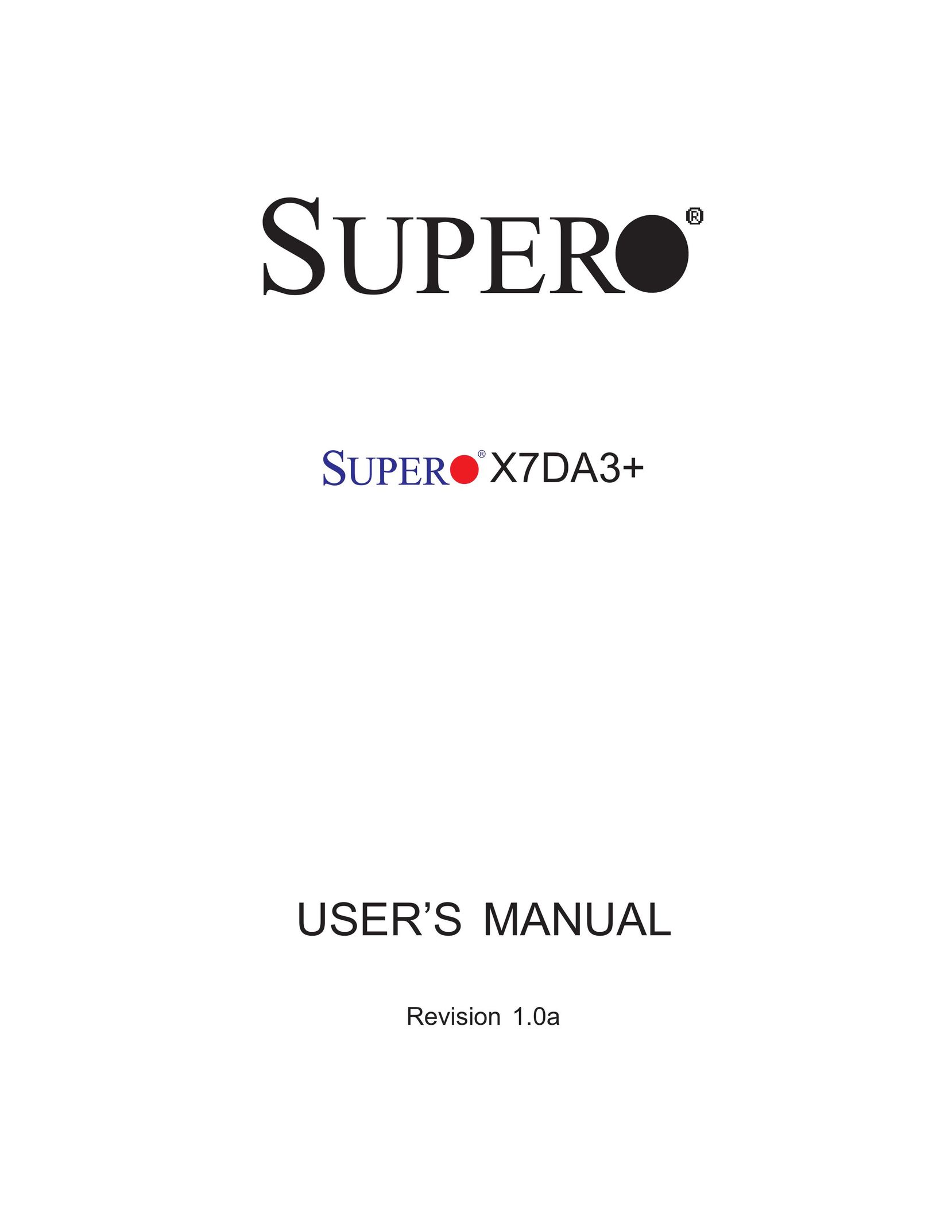 SUPER MICRO Computer MBDX7DA3O Computer Hardware User Manual