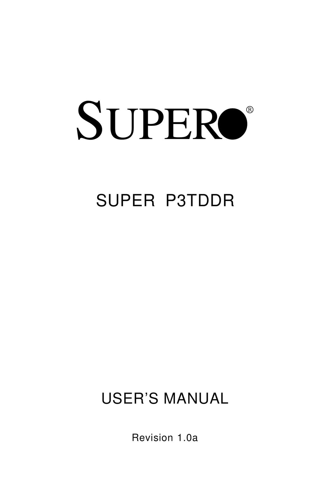 SUPER MICRO Computer SUPER Computer Hardware User Manual