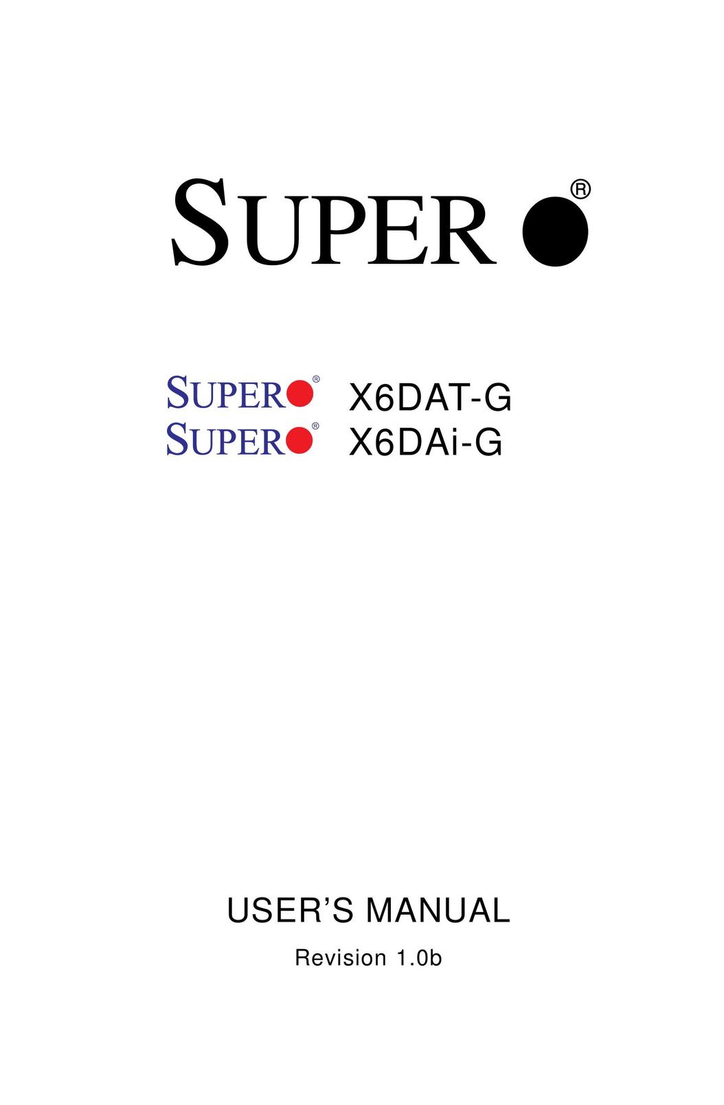 SUPER MICRO Computer X6DAT-G Computer Hardware User Manual