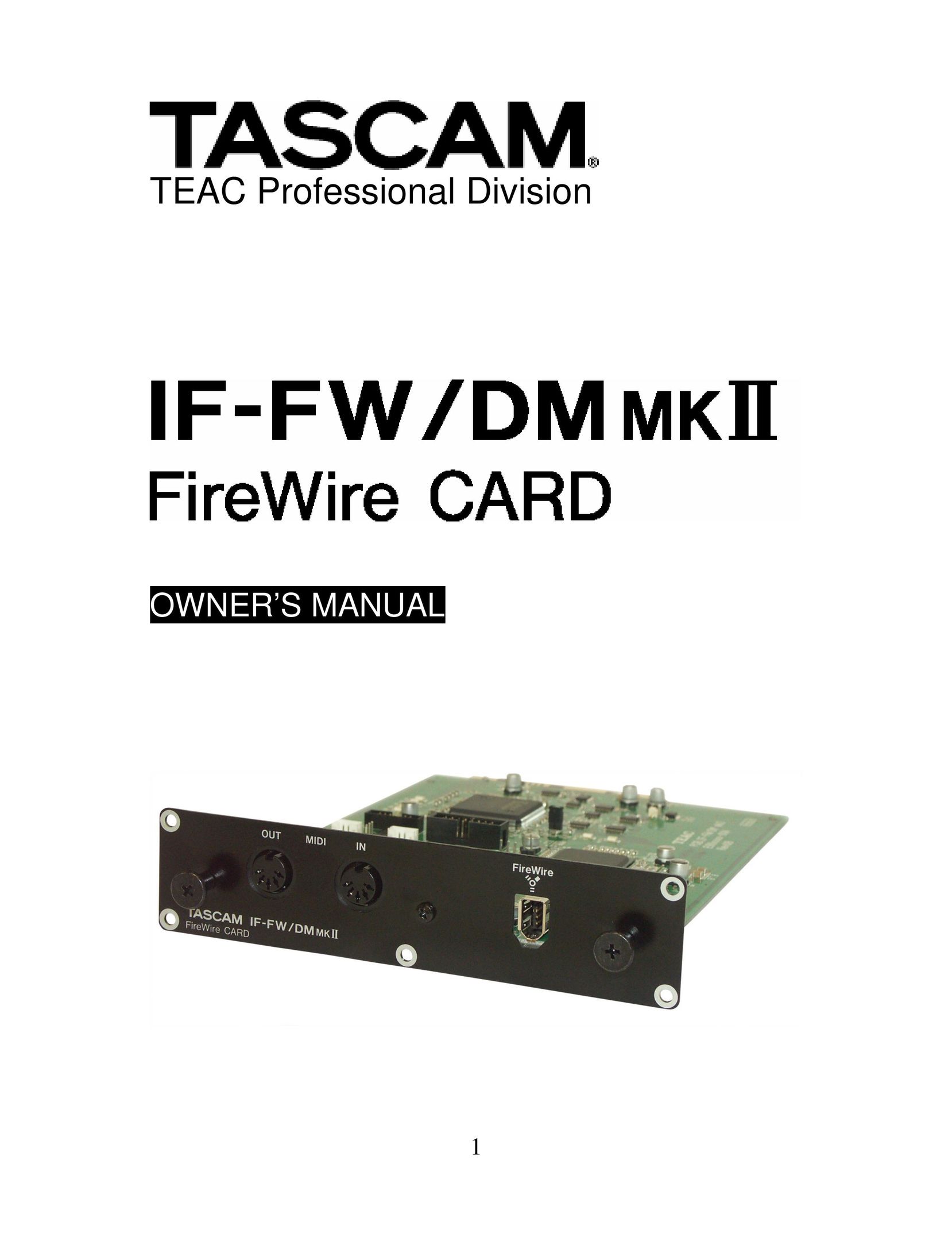 Tascam IF-FW Computer Hardware User Manual