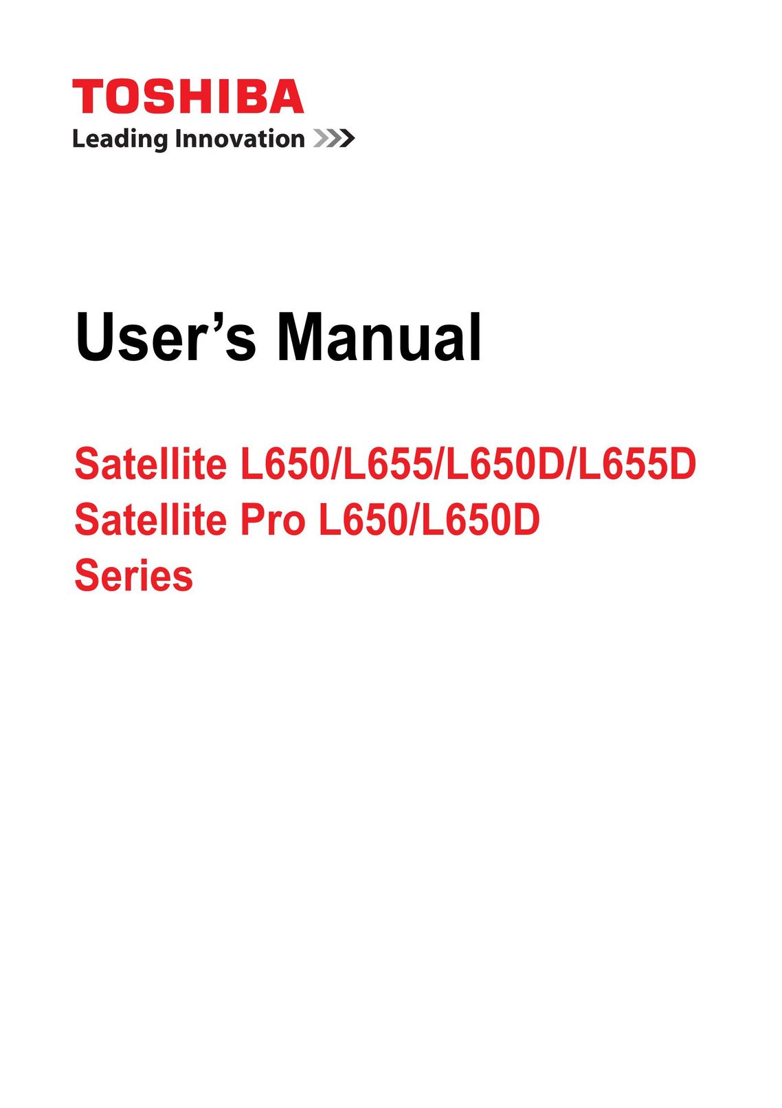 Toshiba Satellite Computer Hardware User Manual