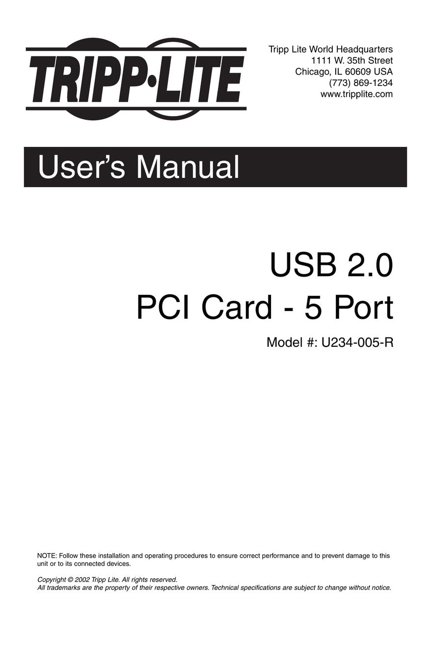 Tripp Lite U234-005-R Computer Hardware User Manual