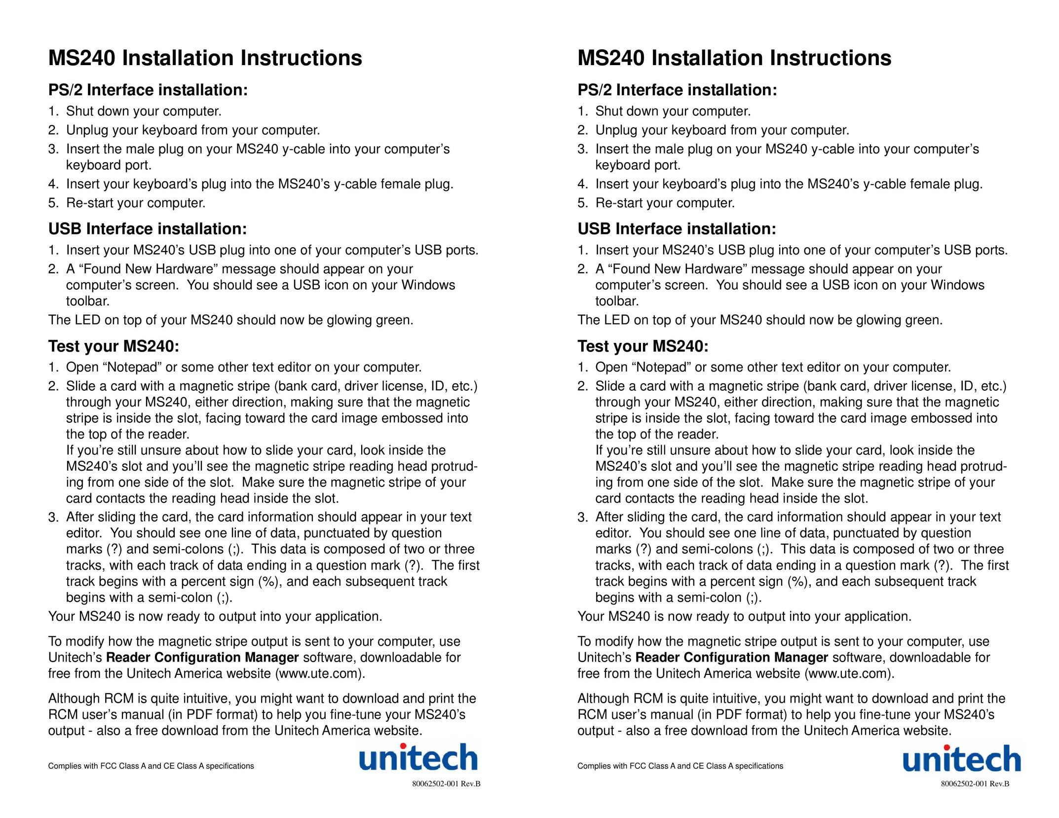 Unitech MS2402KG5N1PROMO Computer Hardware User Manual