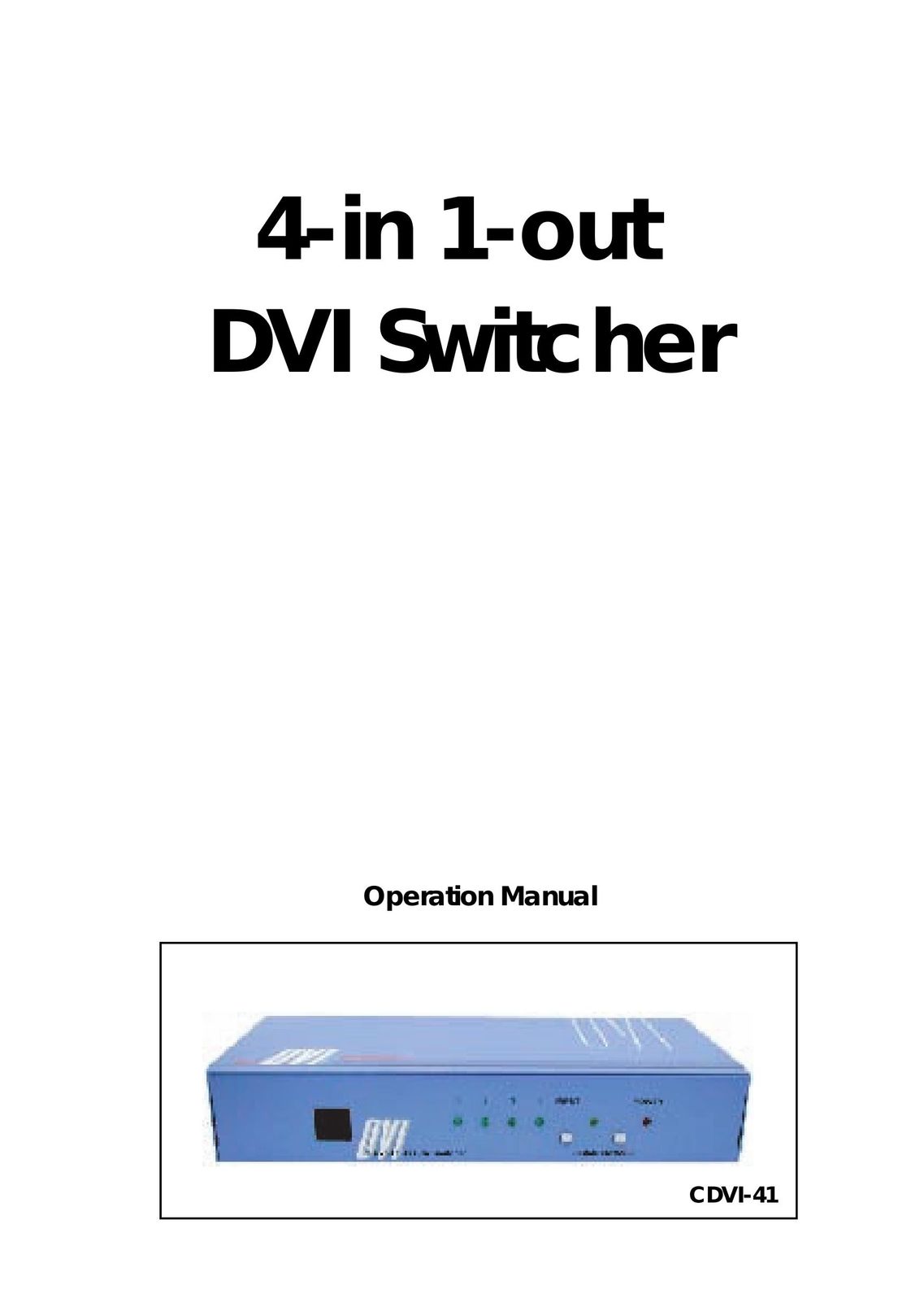 Video Products SE-DVI-4-LC Computer Hardware User Manual
