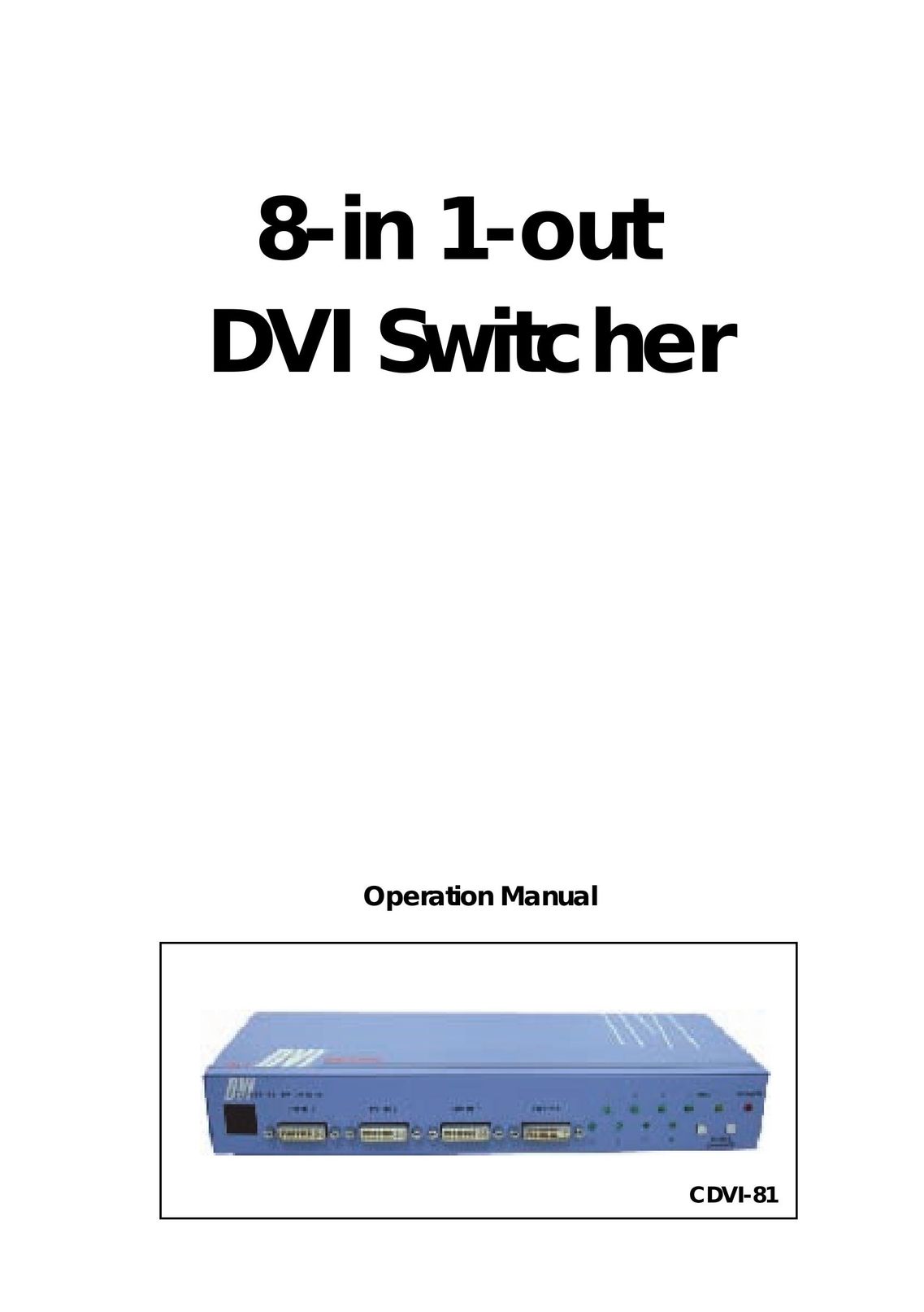Video Products SE-DVI-8-LC Computer Hardware User Manual