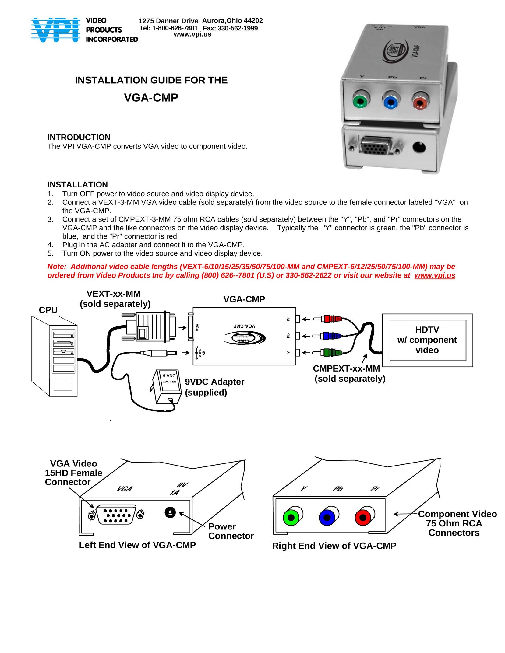 Video Products VGA-CMP Computer Hardware User Manual