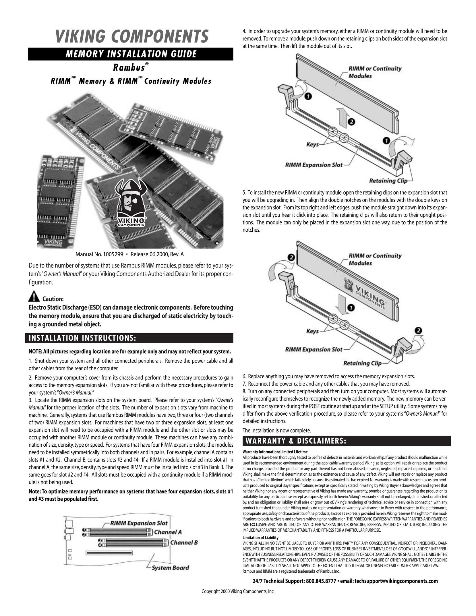 Viking 1005299 Computer Hardware User Manual