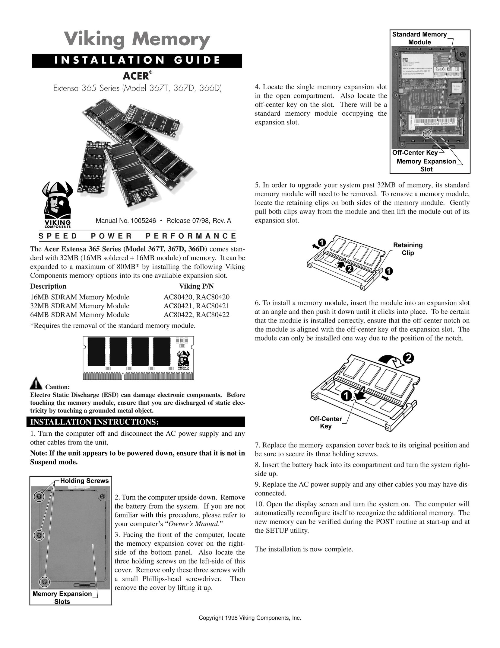 Viking 366D Computer Hardware User Manual