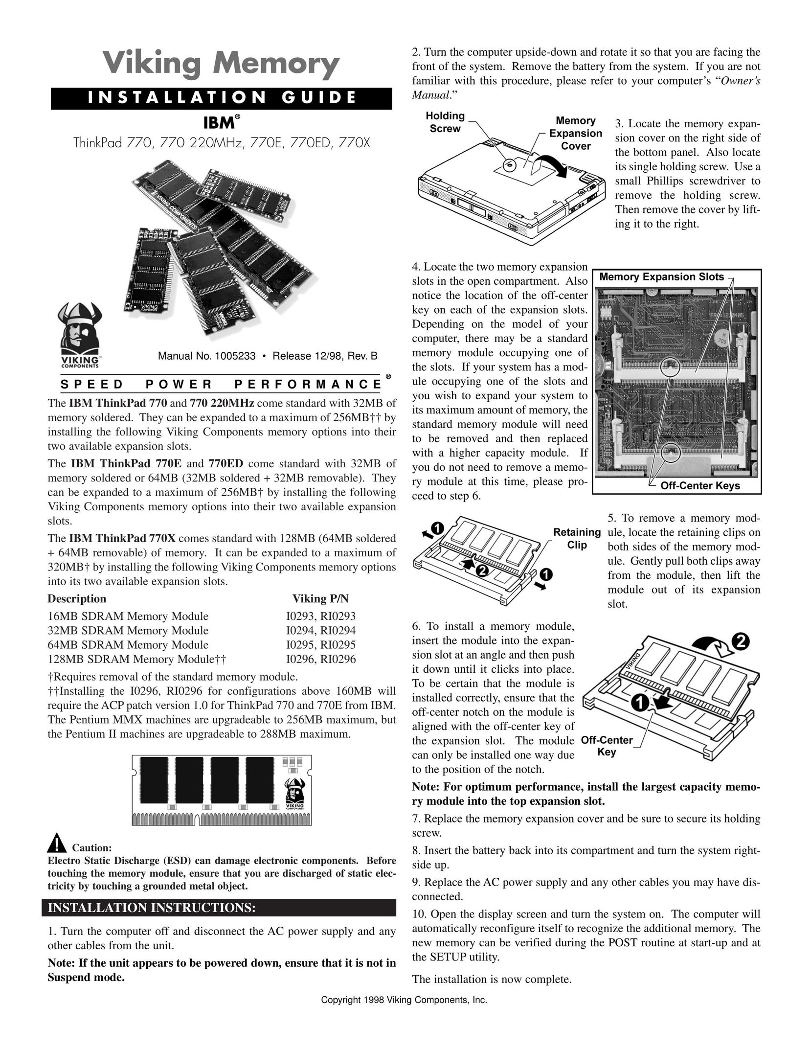 Viking 770ED Computer Hardware User Manual