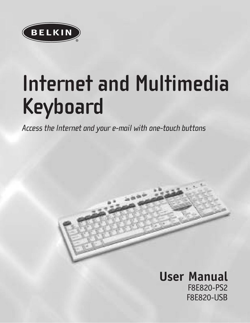 Belkin F8E820-USB Computer Keyboard User Manual