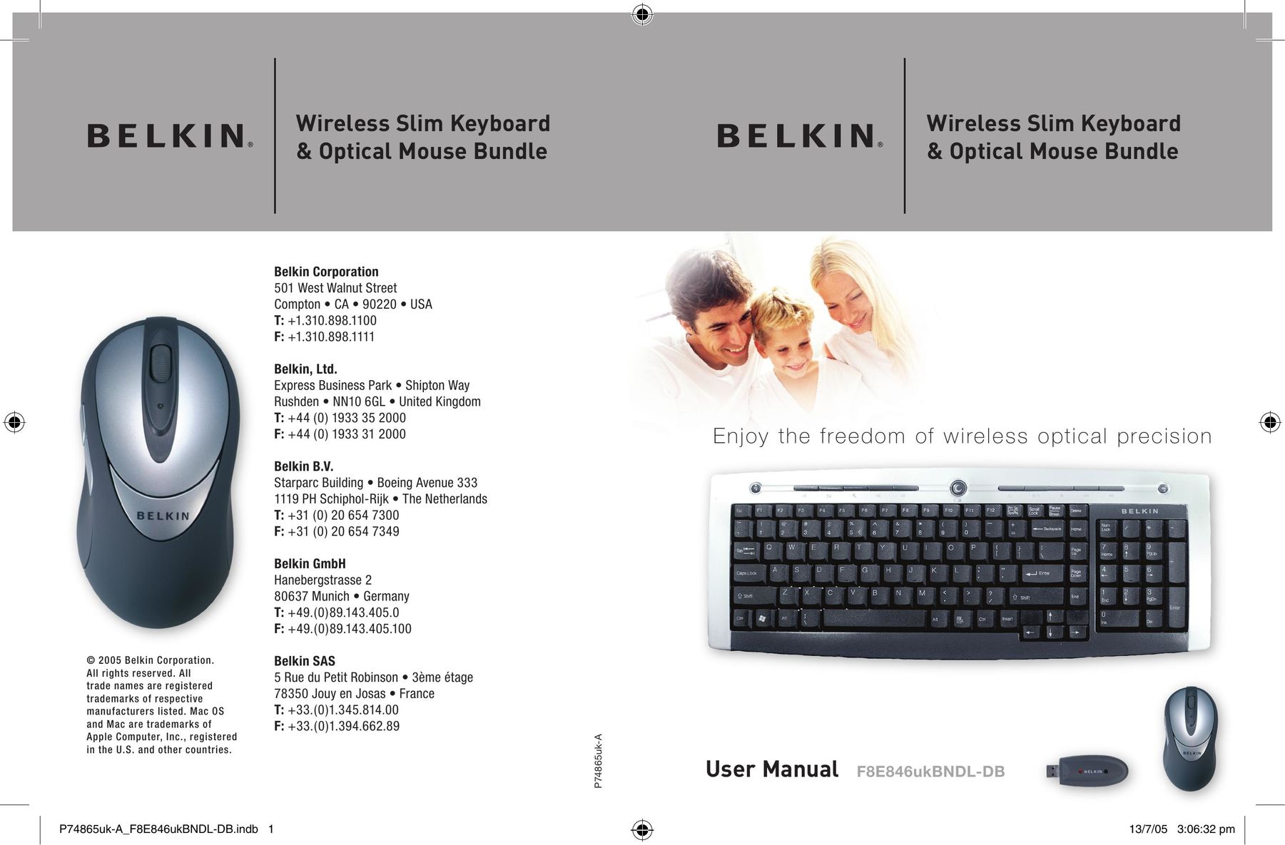 Belkin F8E846UKBNDL-DB Computer Keyboard User Manual