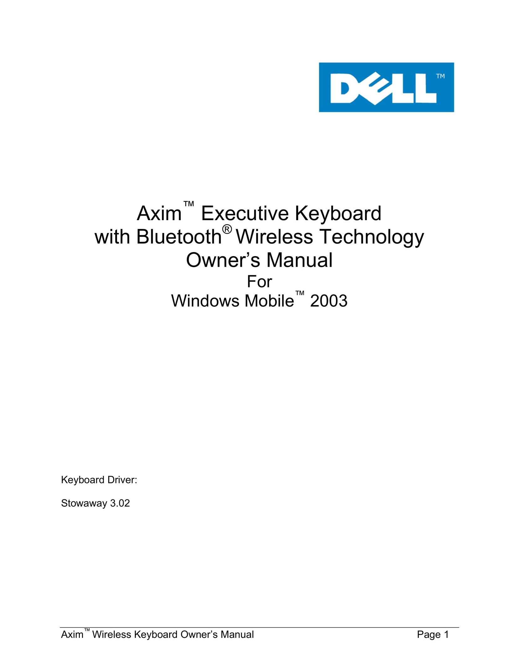 Dell Axim Computer Keyboard User Manual