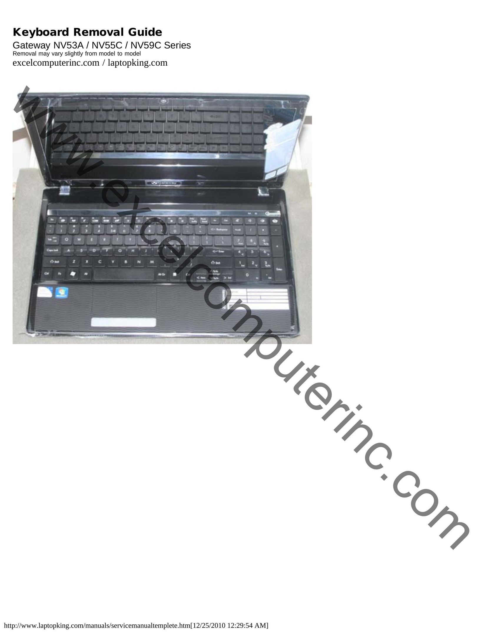 Gateway NV55C Computer Keyboard User Manual