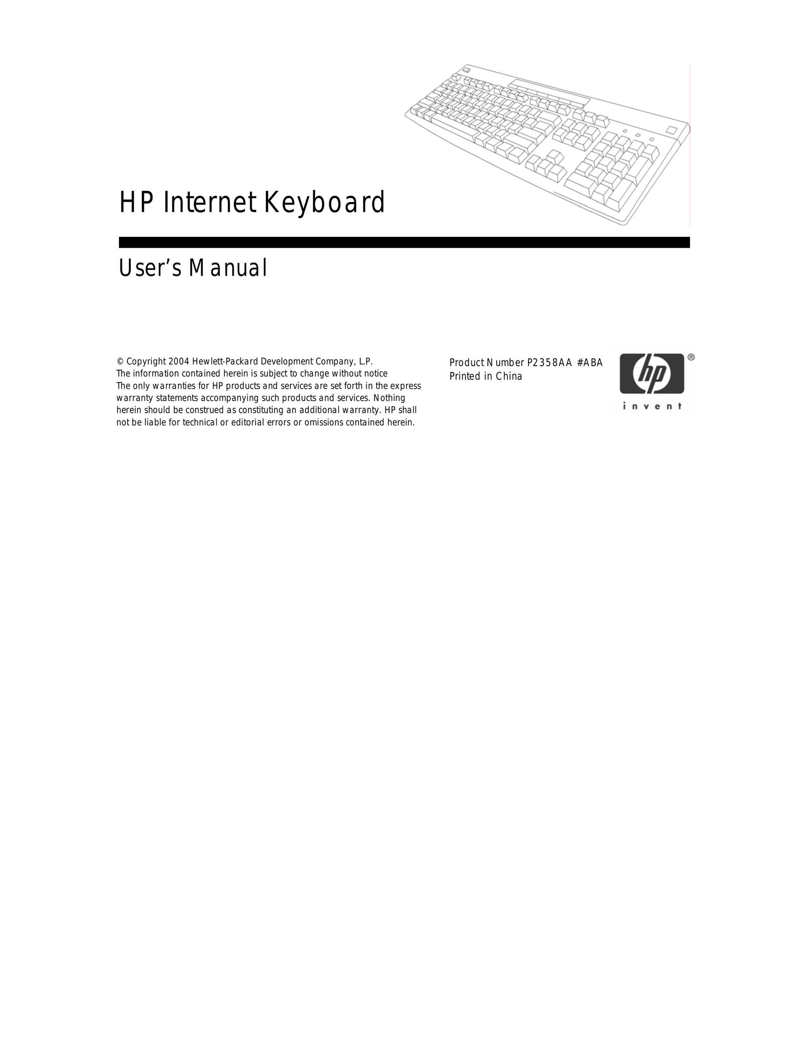 HP (Hewlett-Packard) P2358AA Computer Keyboard User Manual