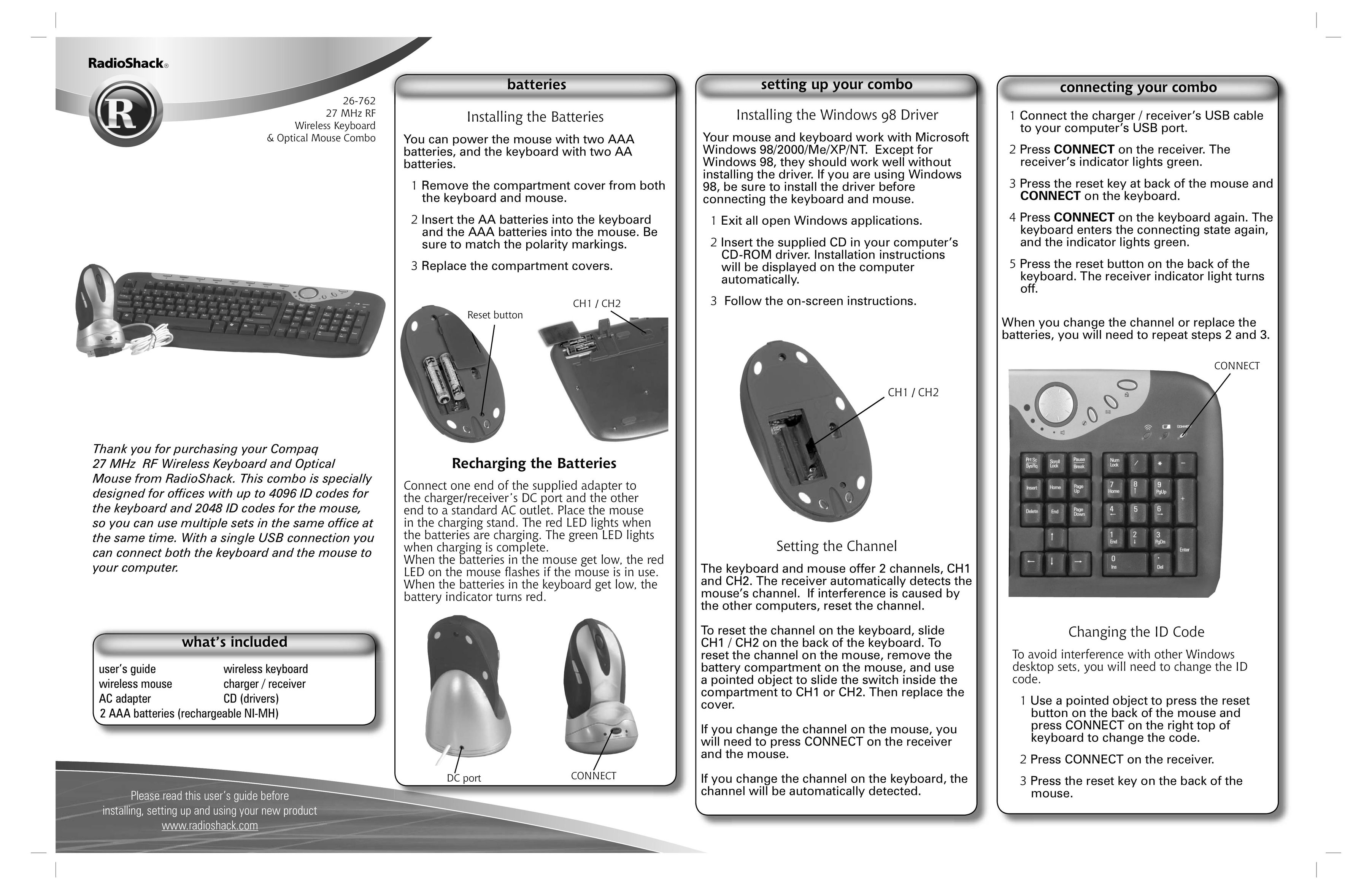 Radio Shack 26-762 Computer Keyboard User Manual