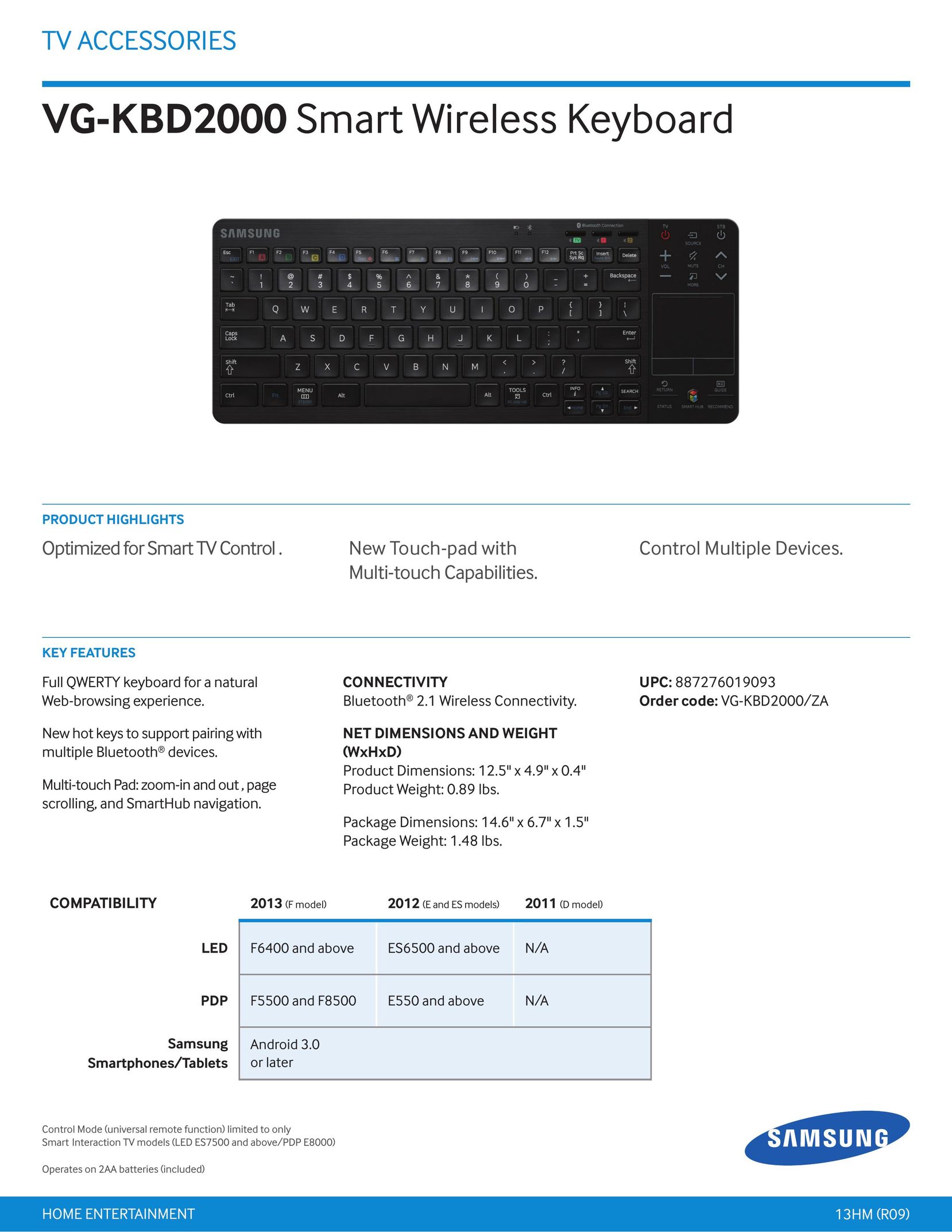 Samsung VG-KBD2000 Computer Keyboard User Manual