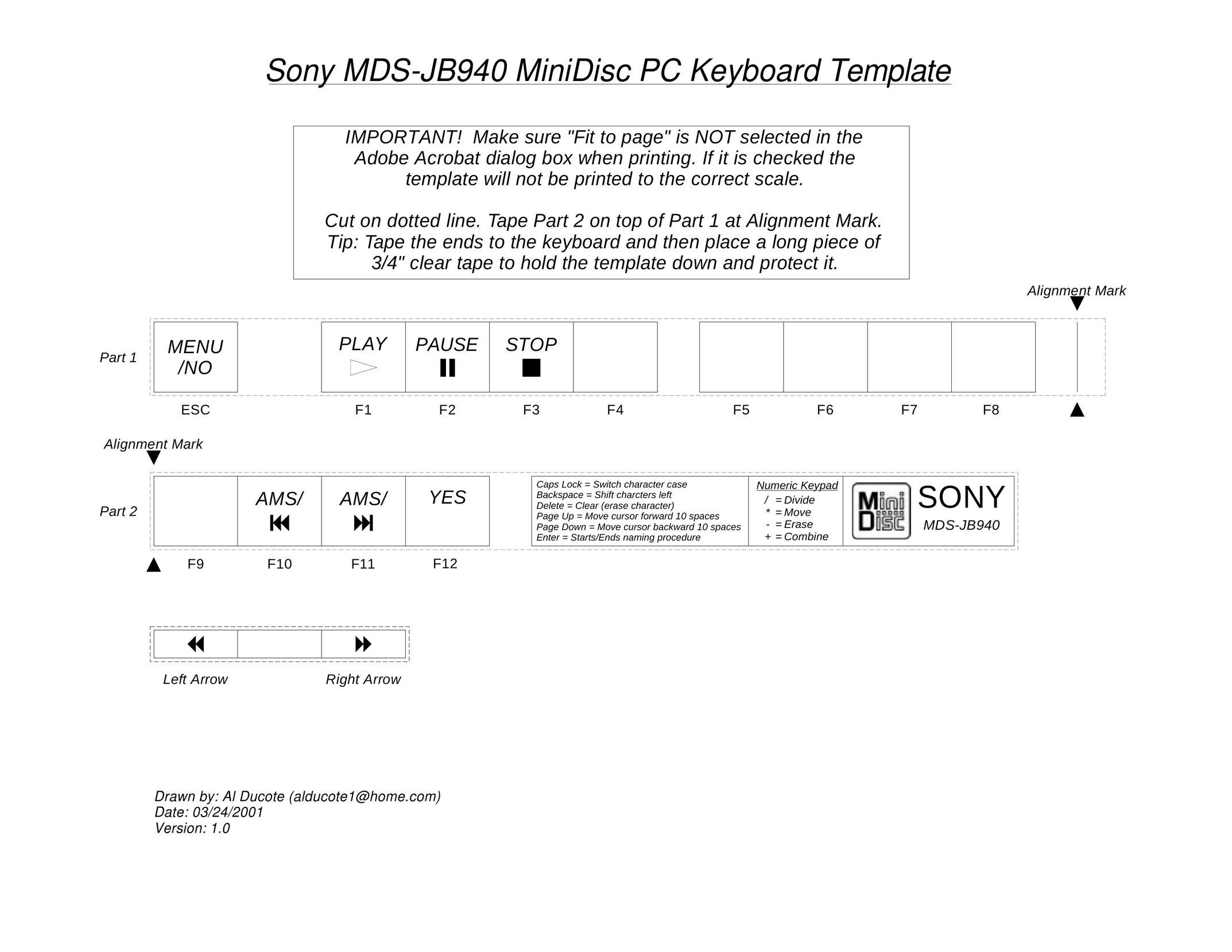 Sony jb940 Computer Keyboard User Manual