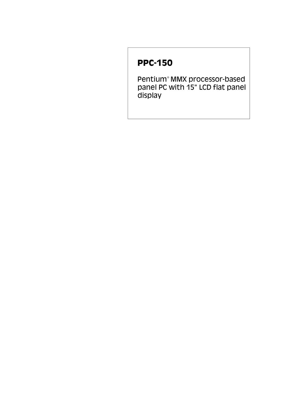Advantech PPC-150 Computer Monitor User Manual