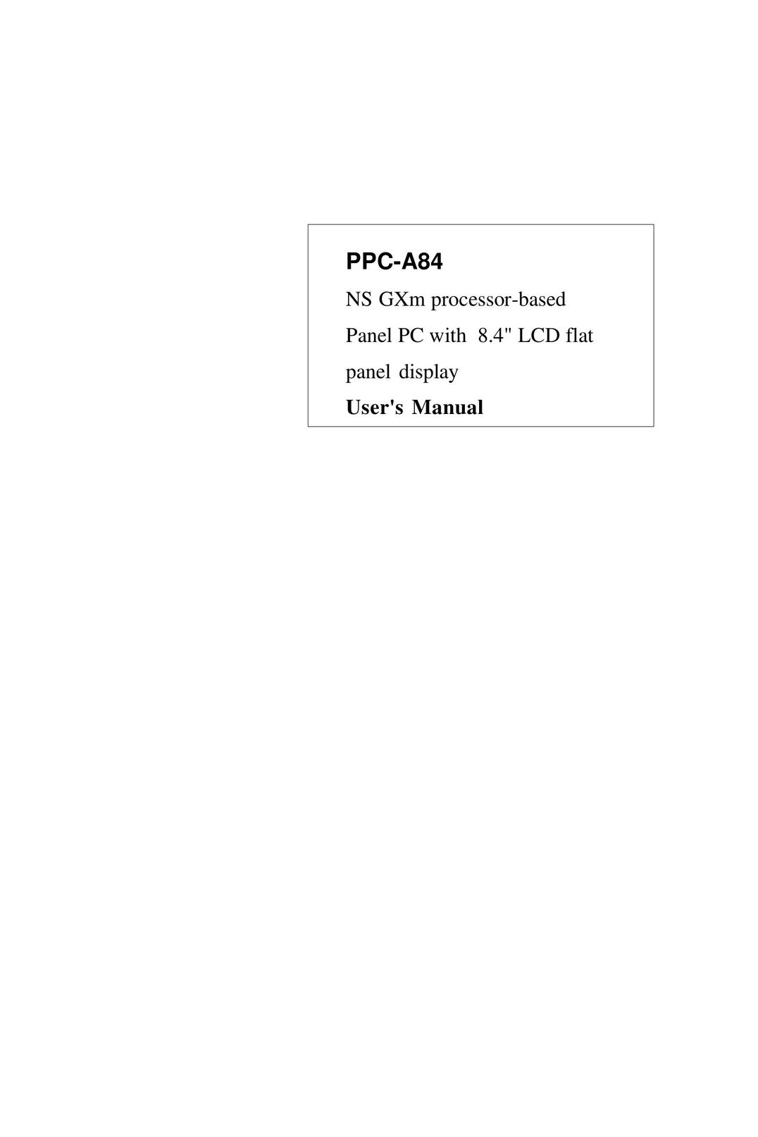 Advantech PPC-A84 Computer Monitor User Manual