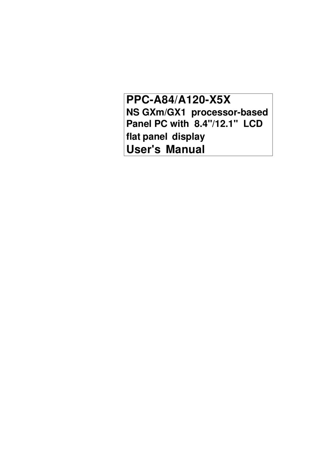Advantech PPC-A84/A120-X5X Computer Monitor User Manual